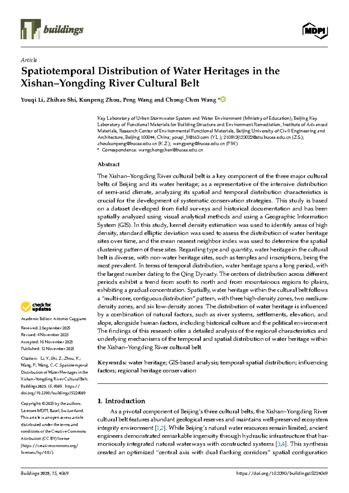Buildings 15:4069 - Spatiotemporal Analysis of Water Heritage in the ...