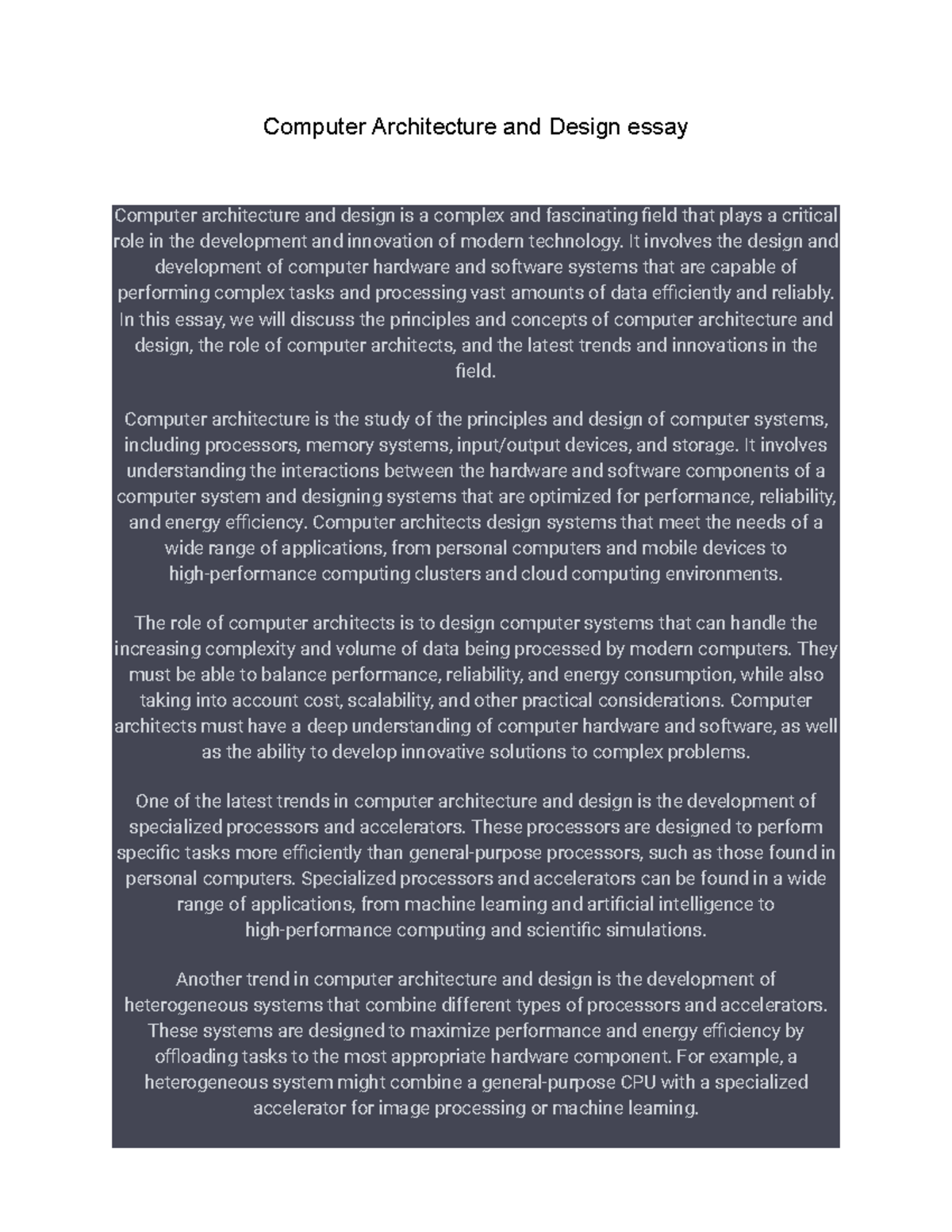 Computer Architecture and Design Essay: Key Trends and Concepts - Studocu