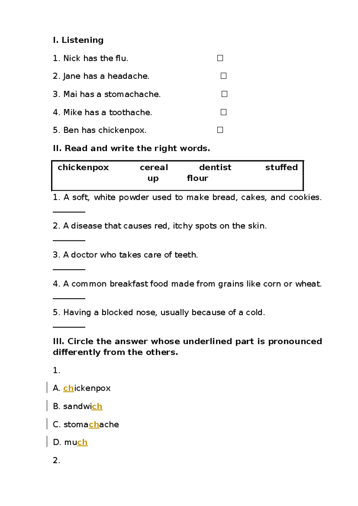 Listening and Reading Exercises for ESL Students (ENG 101) - Studocu