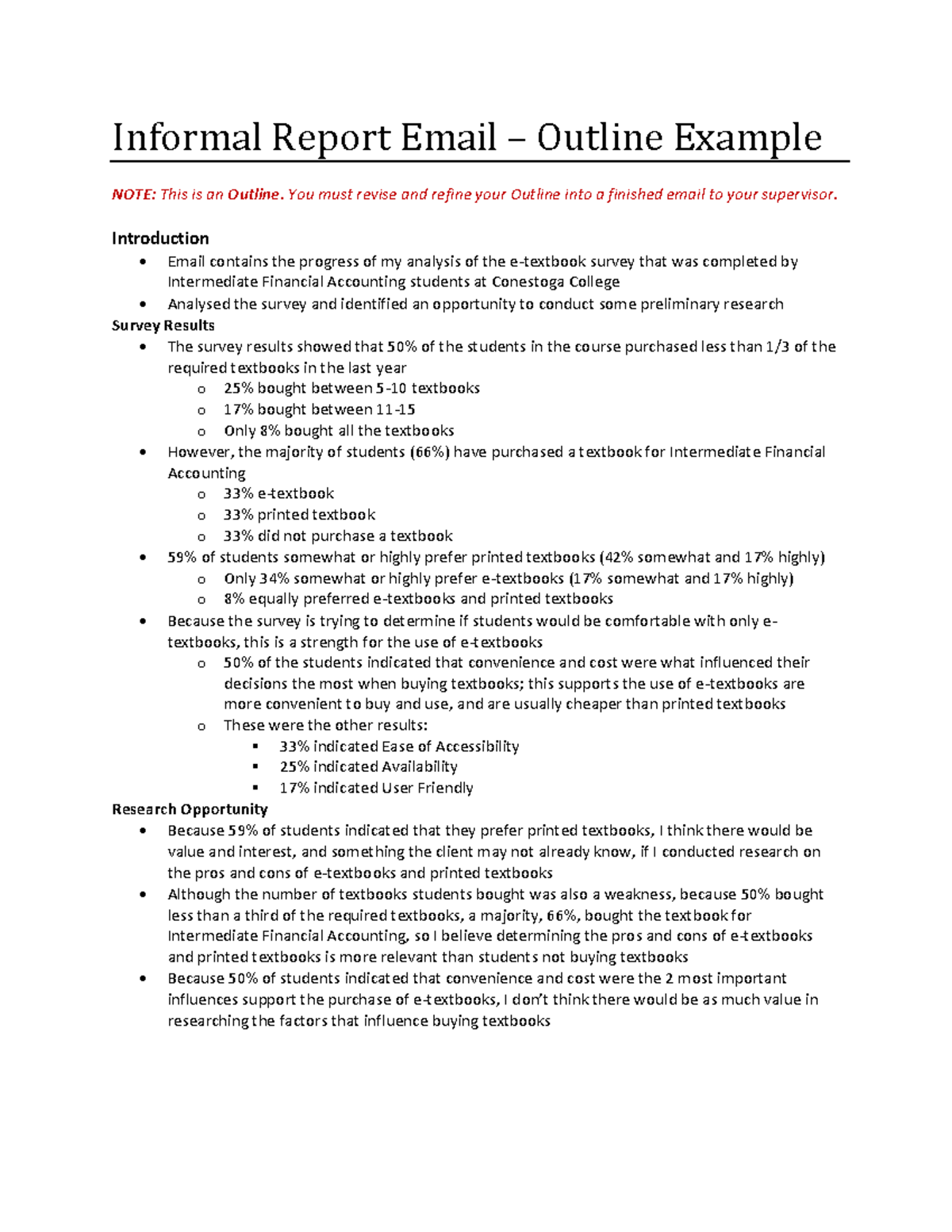 Informal Outline Format