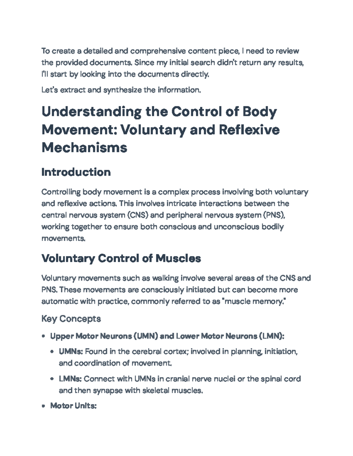 Understanding Body Movement Control: Voluntary and Reflexive Mechanisms ...