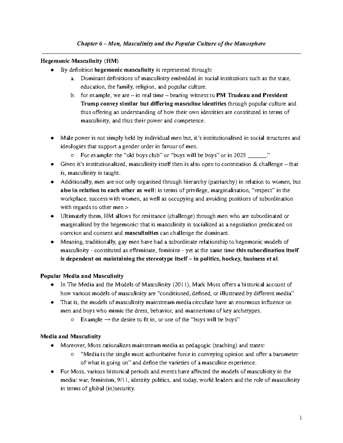 SOC202 Final - Lecture Notes on Men, Masculinity, and Popular Culture ...