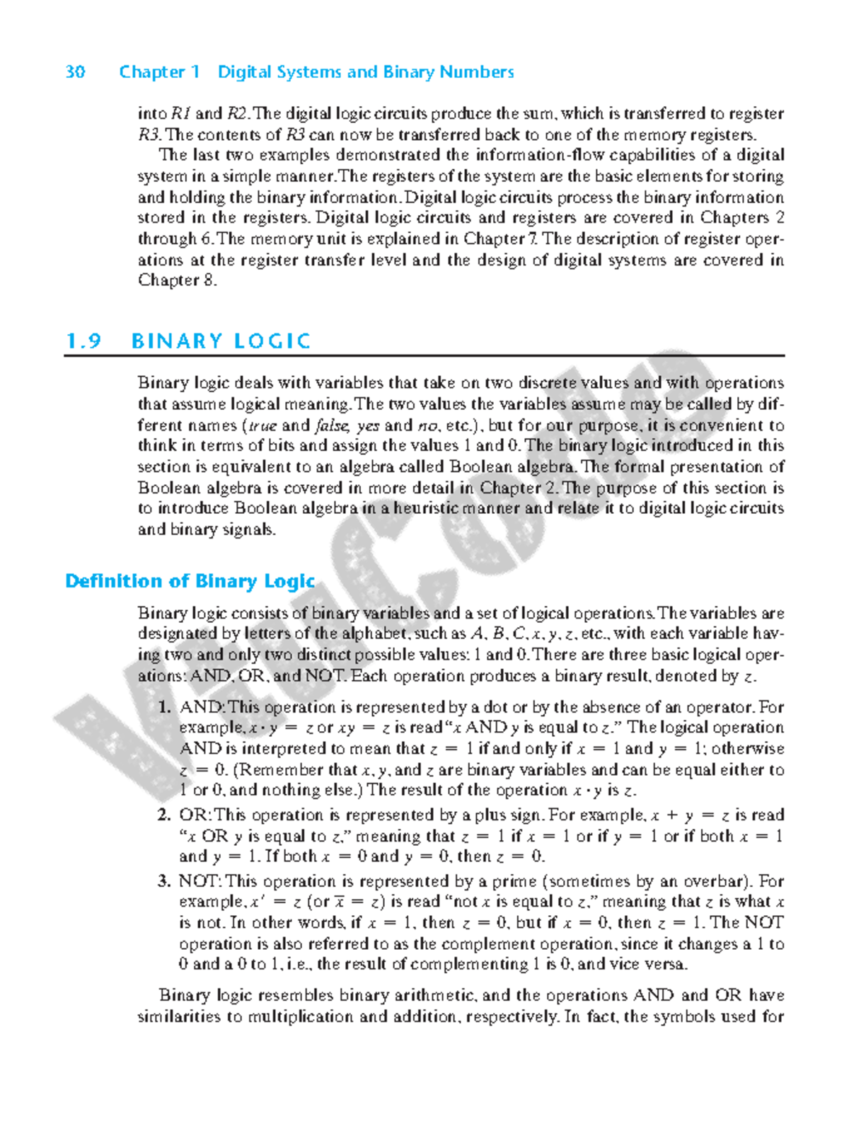 Digital Systems and Binary Logic: Chapter 1 Overview (Module 1) - Studocu