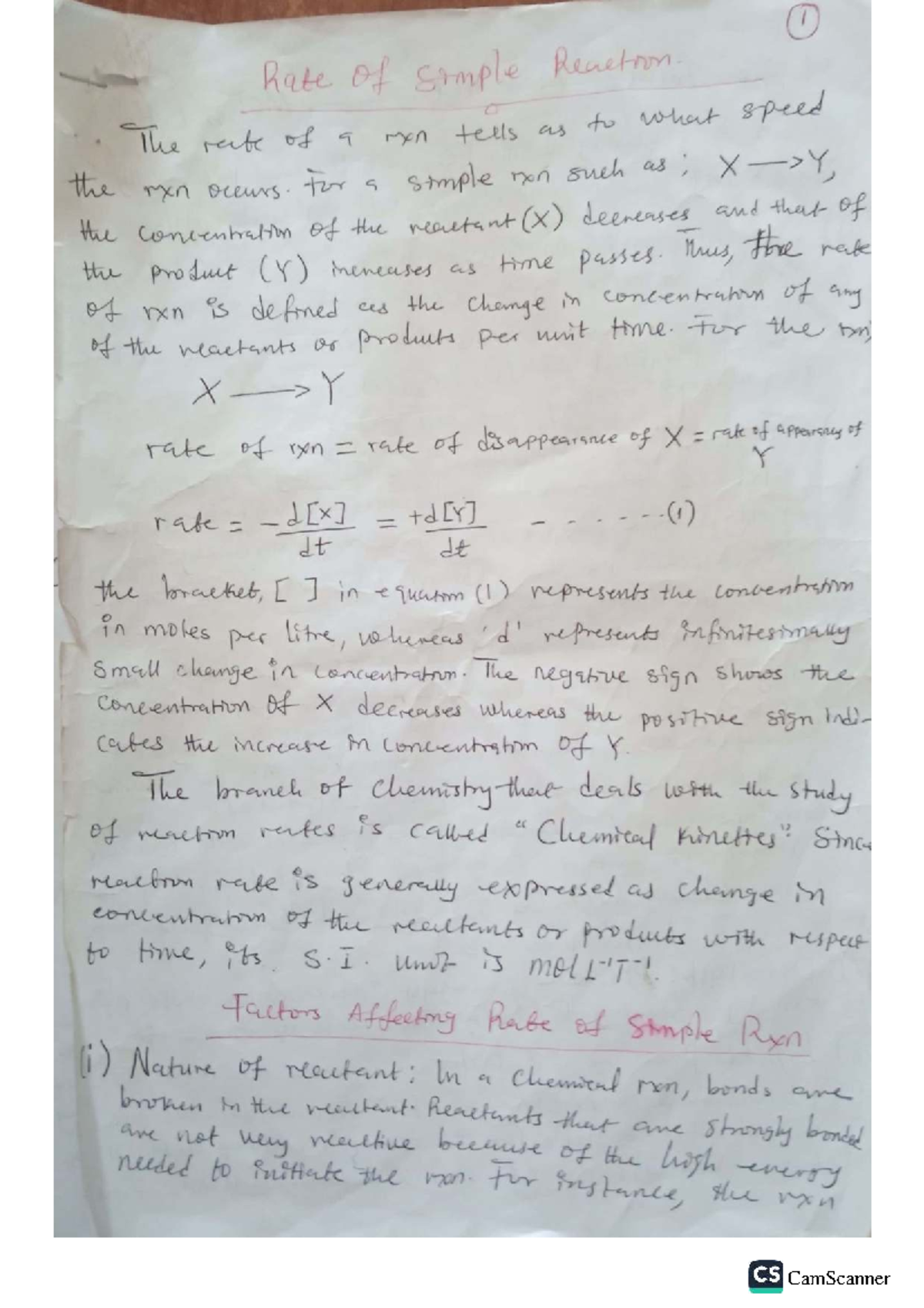 Chm 113: Understanding the Rate of Simple Reactions and Influencing ...