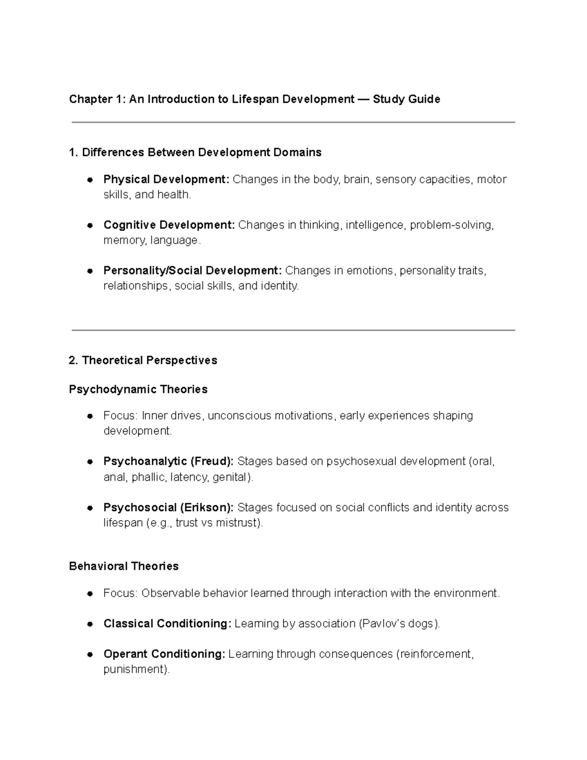 HDE 1001 Lifespan Development Study Guide: Key Concepts & Theories ...