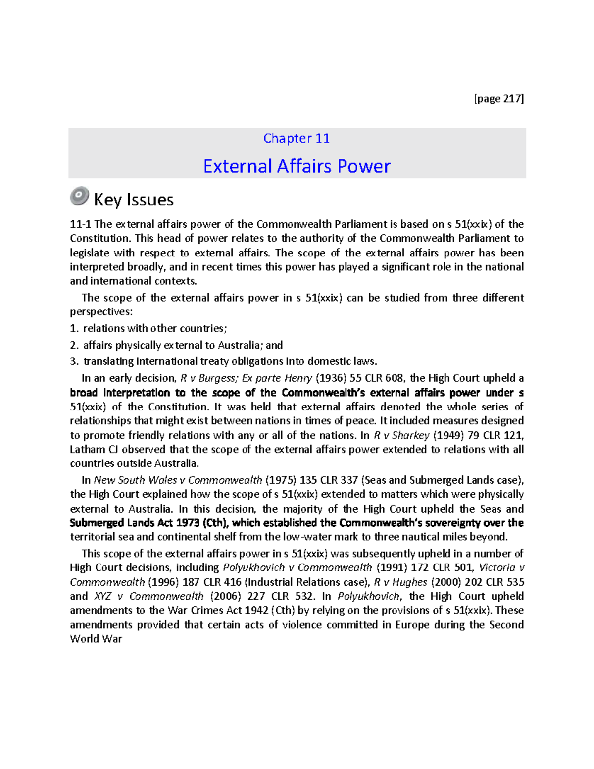 Chapter 11 & 12: External Affairs & Defence Power Key Issues - Studocu
