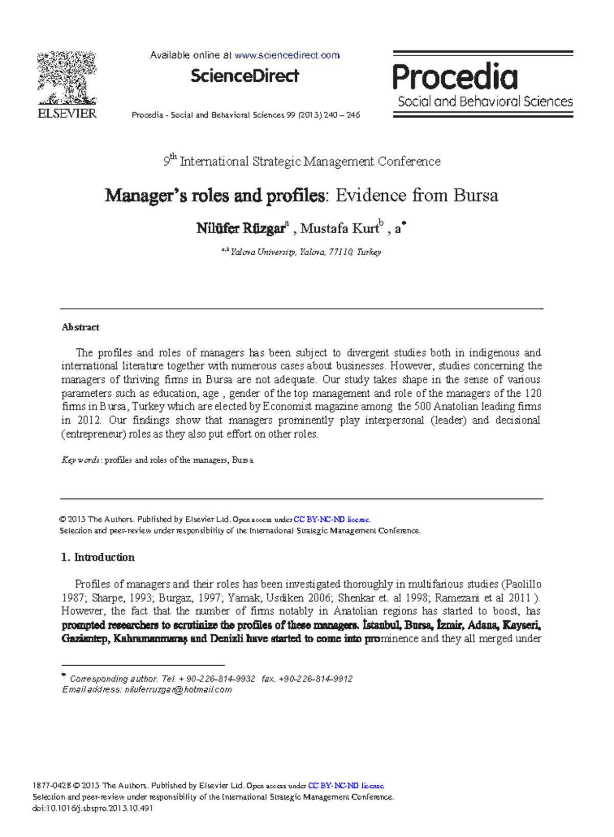 9th ISMC: Managerial Roles & Profiles in Bursa's Top Firms - Studocu