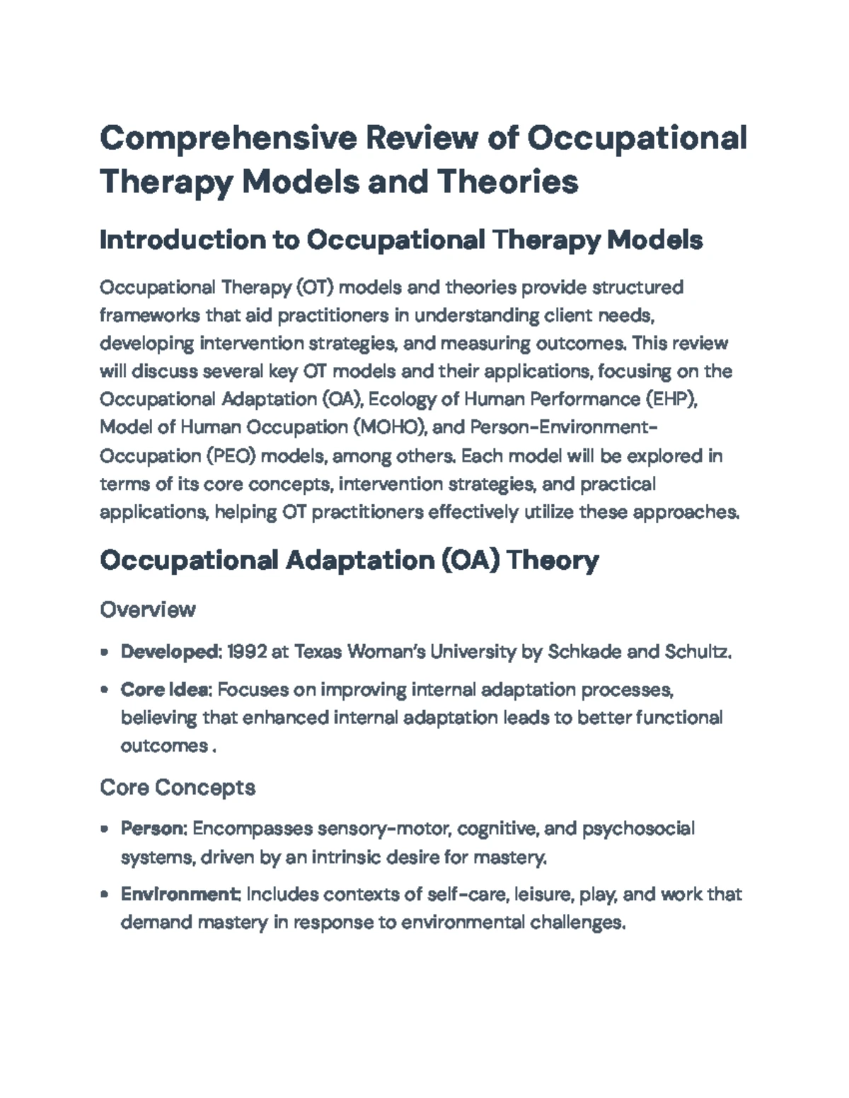 Revise of Occupational Therapy Models & Theories: A Comprehensive Guide ...