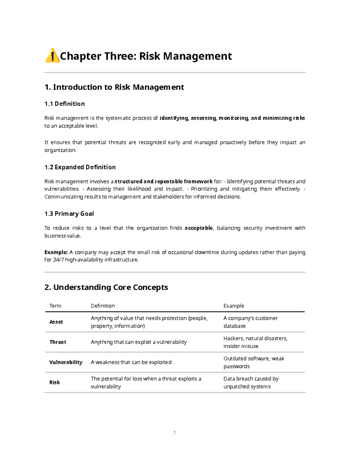Chapter 3: Risk Management Overview and Key Concepts - Studocu