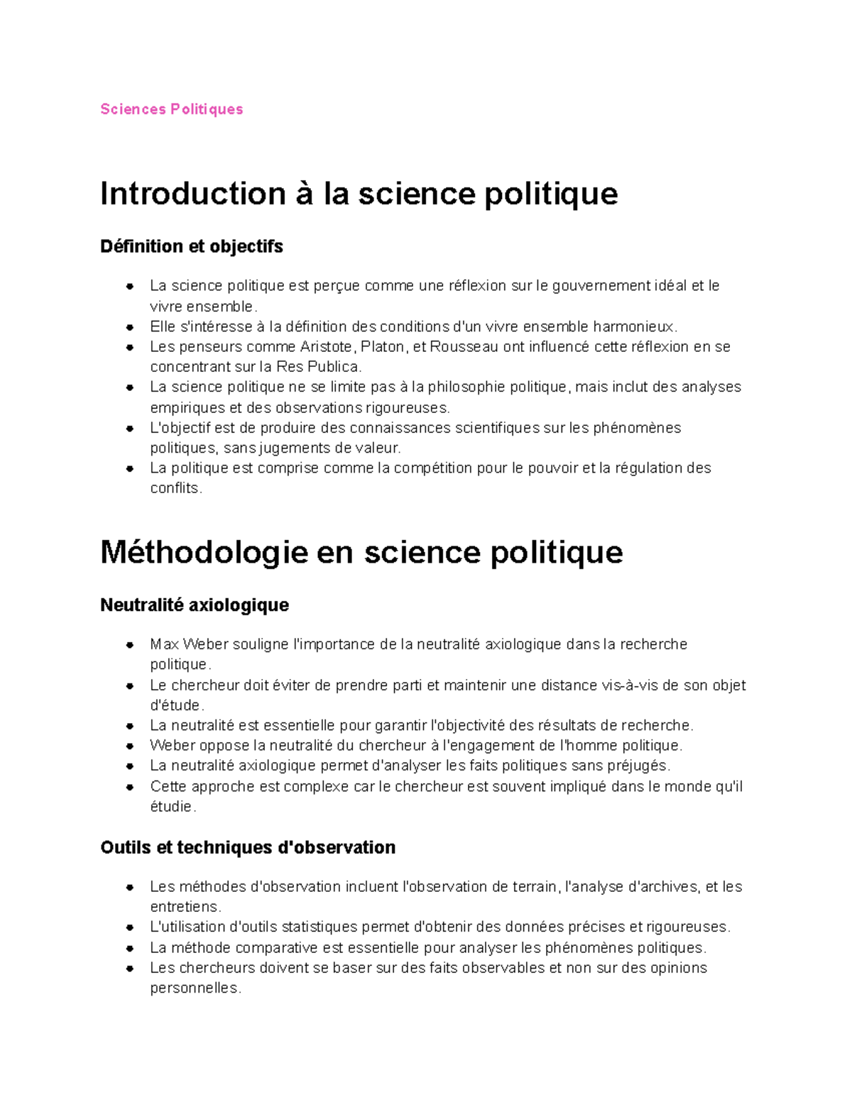 CM - Introduction à la Science Politique : Concepts et Évolutions - Studocu