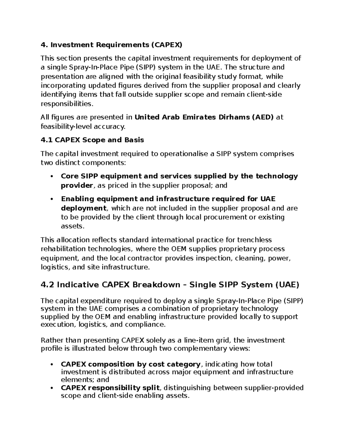 Investment Requirements for SIPP System Deployment in UAE (CAPEX) - Studocu
