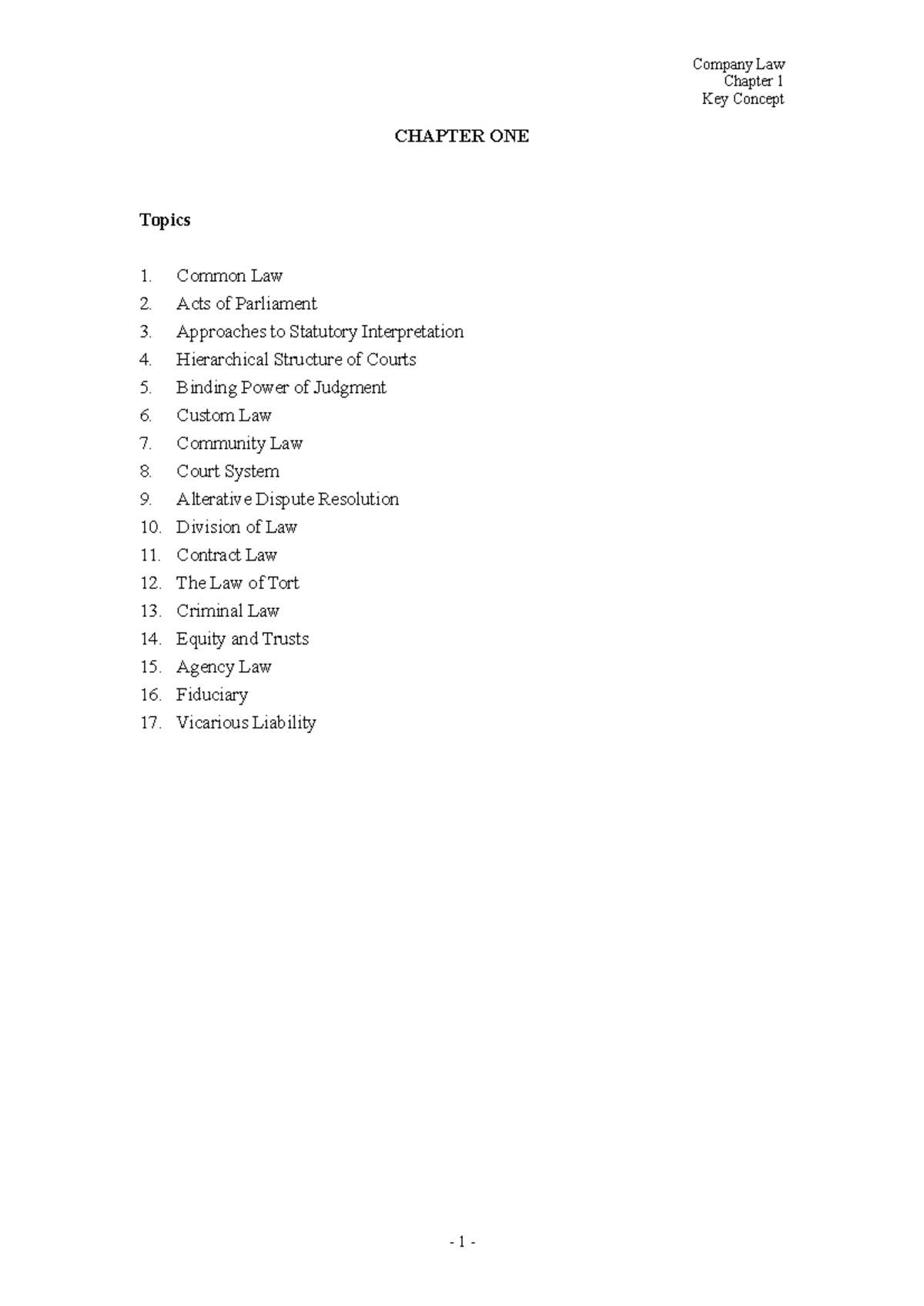 Company Law CH1 Basics - Key Concepts and Overview - Studocu