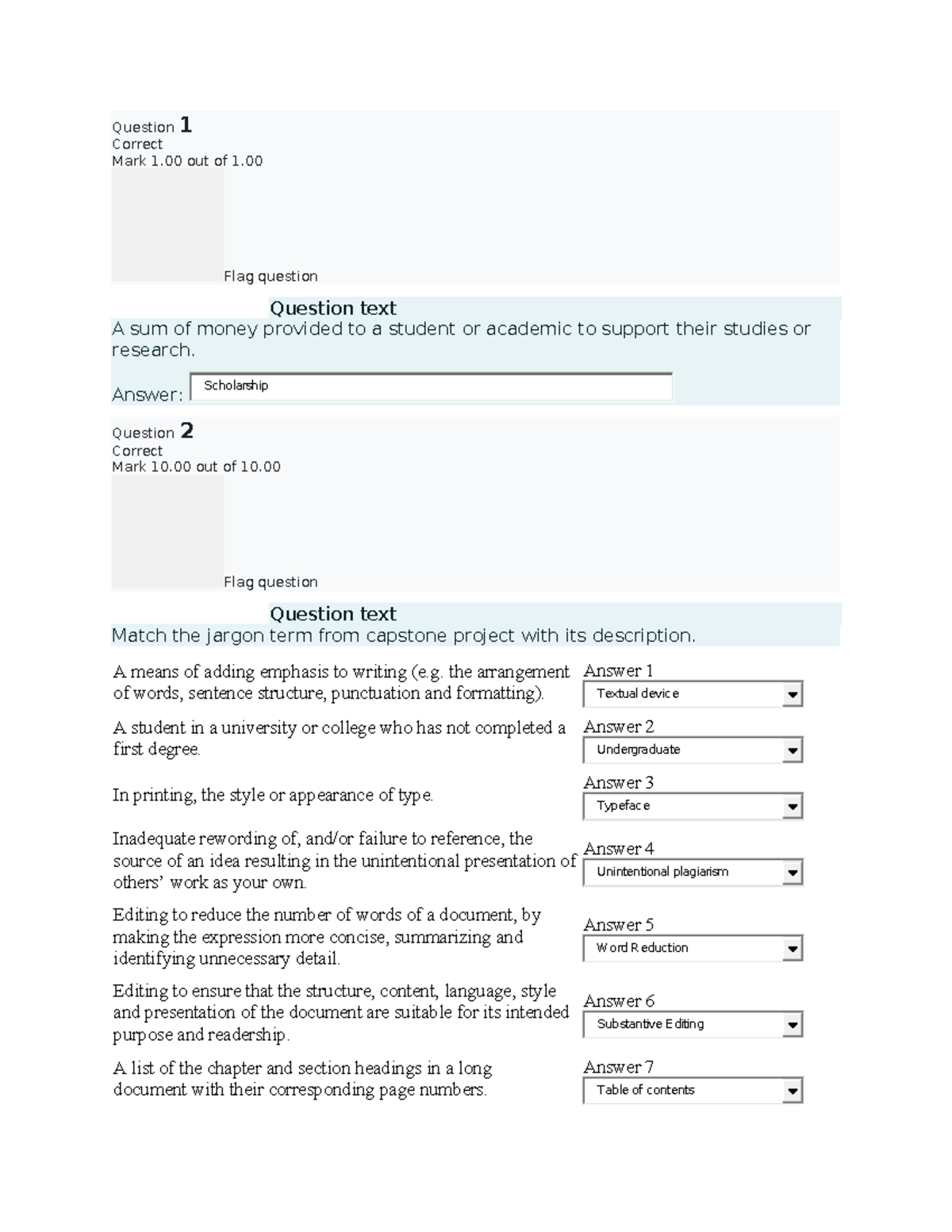 Capstone Project Quiz: Key Terms and Concepts Overview - Studocu