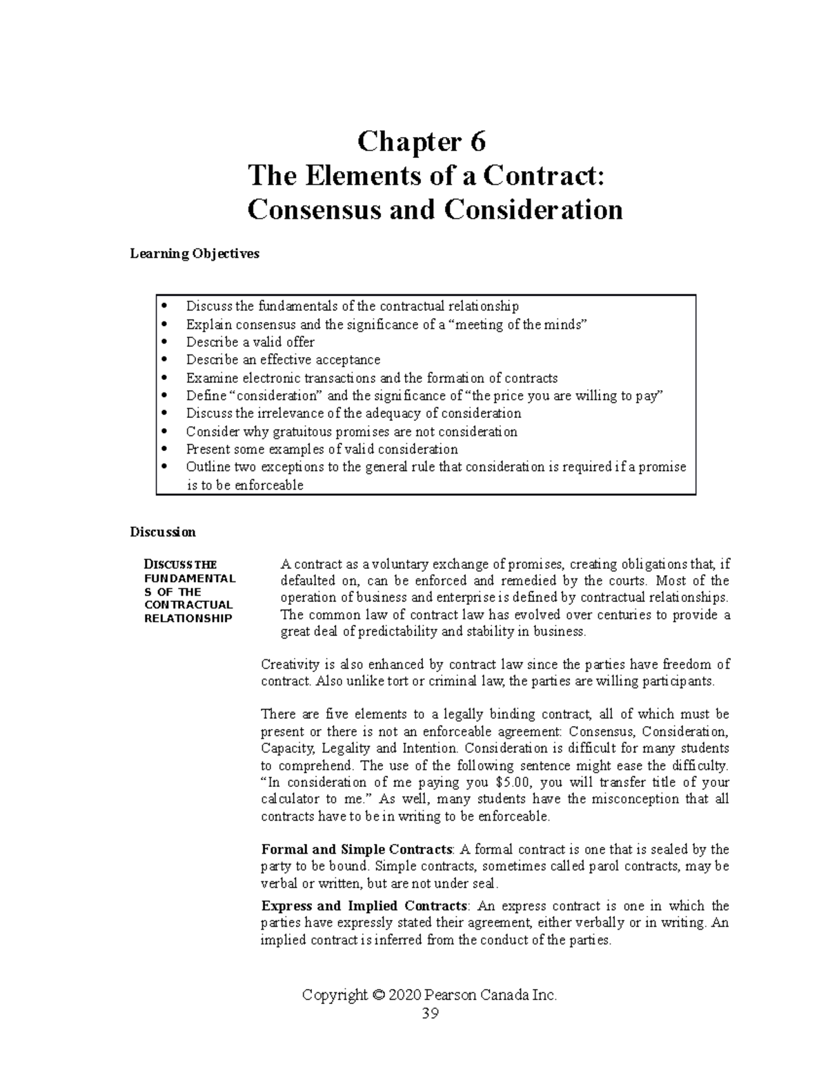 Chapter 06: Fundamentals of Contract Law - Consensus & Consideration ...