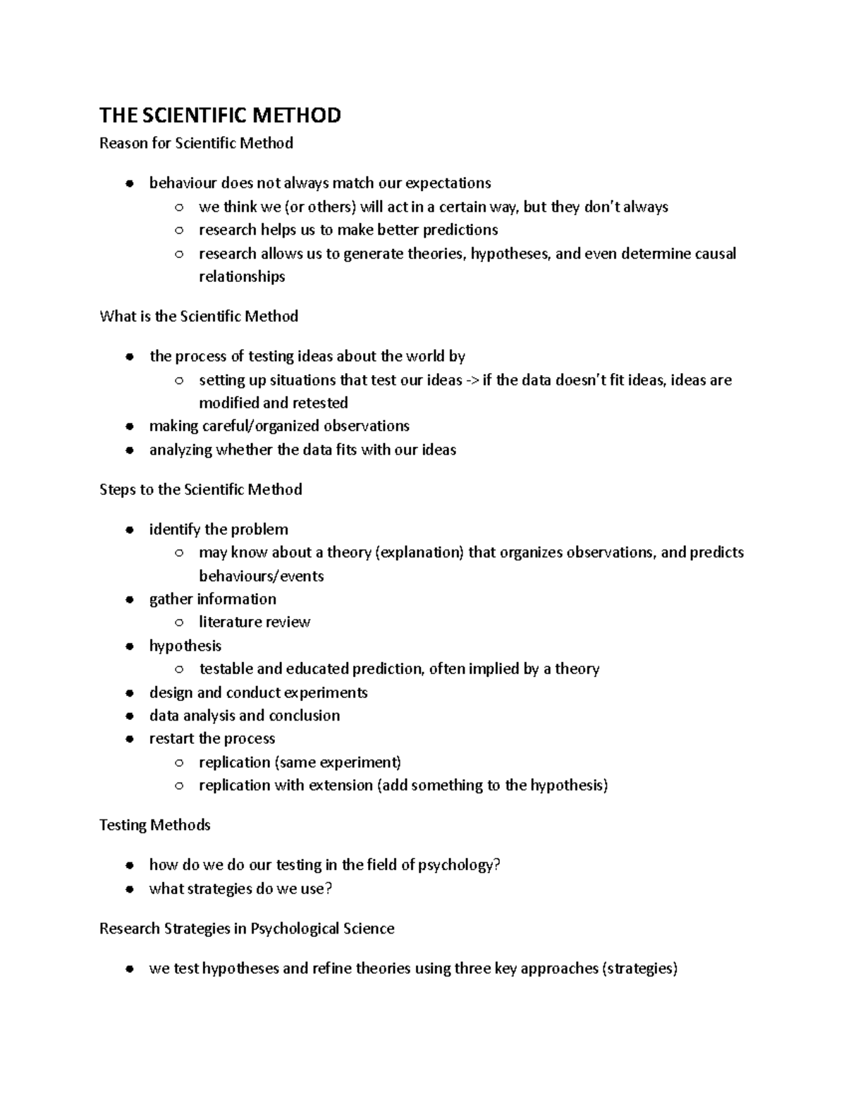 PSY 101 - Scientific Method Overview and Research Ethics Notes - Studocu