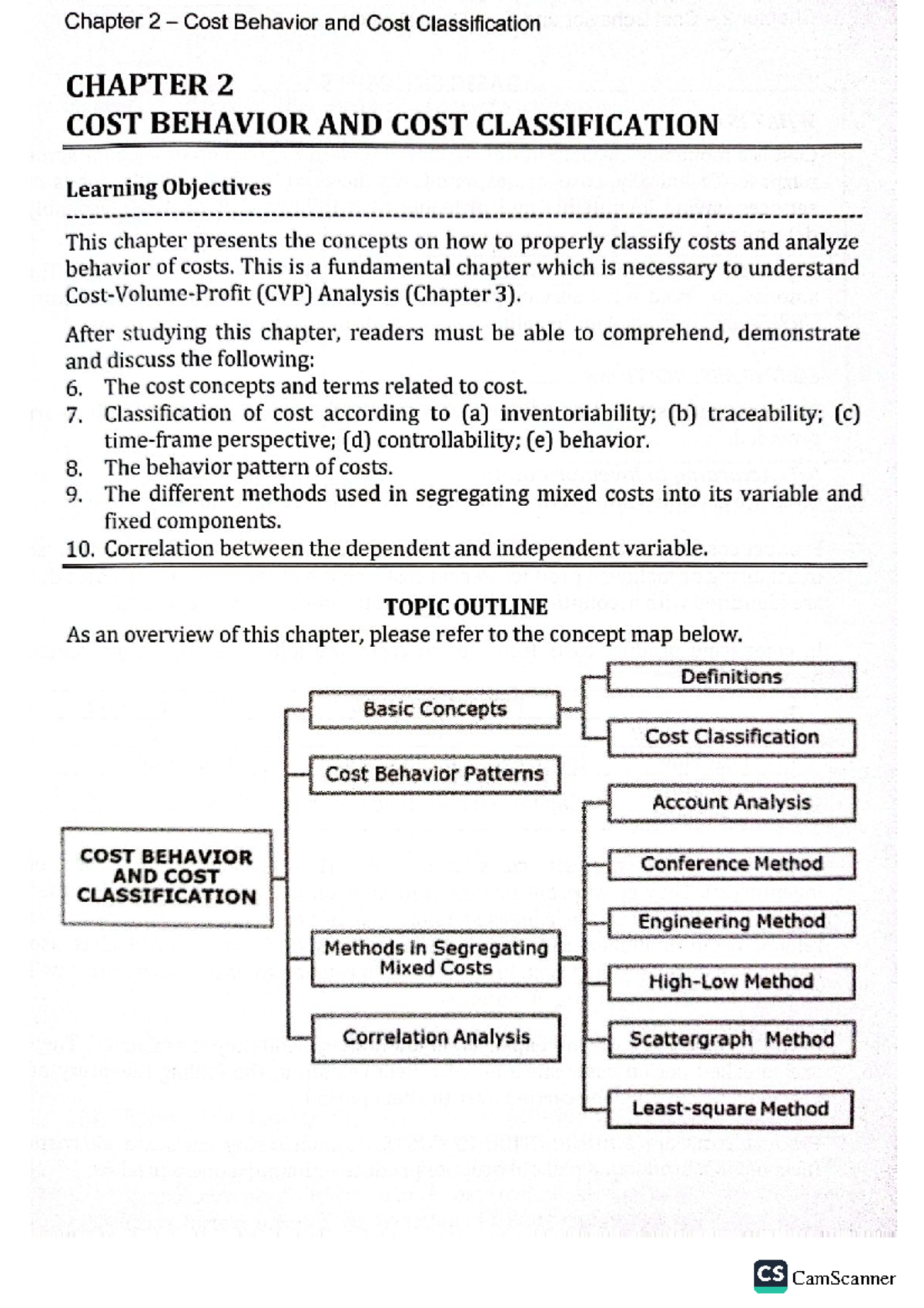 CS Chapter 2: Analyzing Cost Behavior and Classification Techniques ...