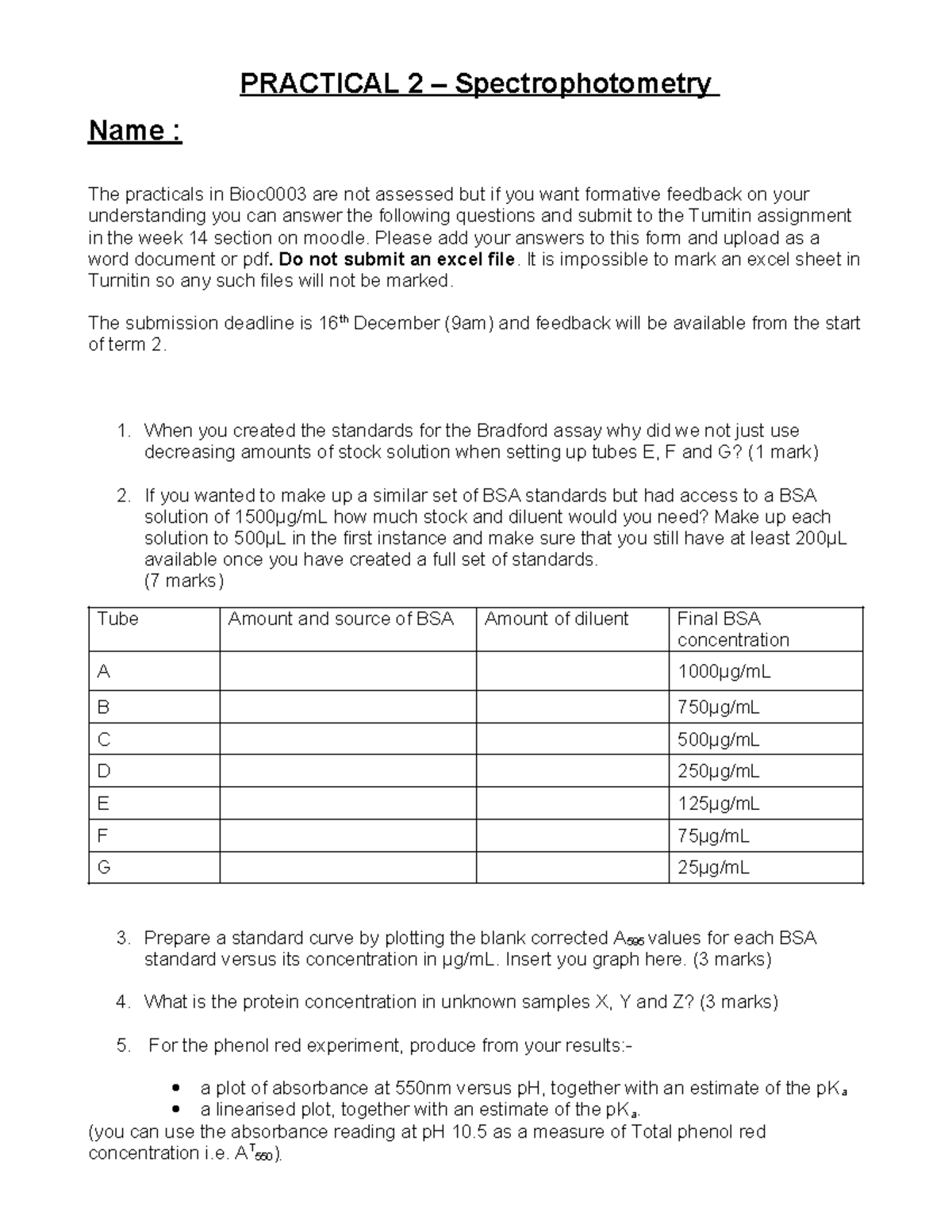PRACTICAL 2: Spectrophotometry Post Lab Questions and Feedback - Studocu
