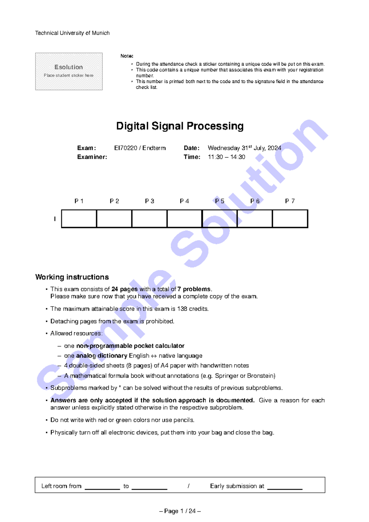 Final Exam EI70220: Digital Signal Processing Notes - Studocu