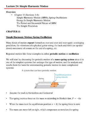 Simple Harmonic Motion - Study Notes & Assignments - Studocu