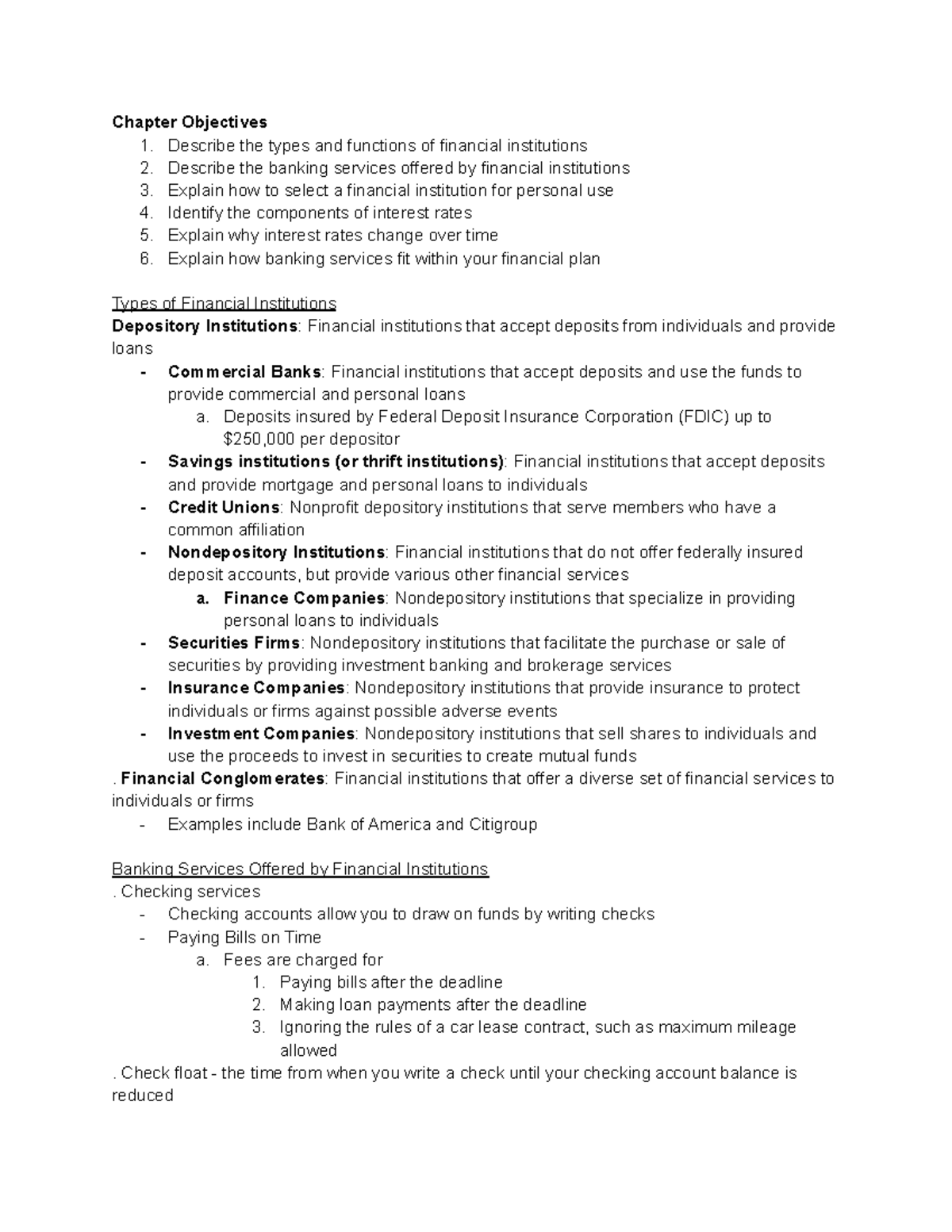 Chapter 5: Understanding Banking Functions & Interest Rates - Studocu
