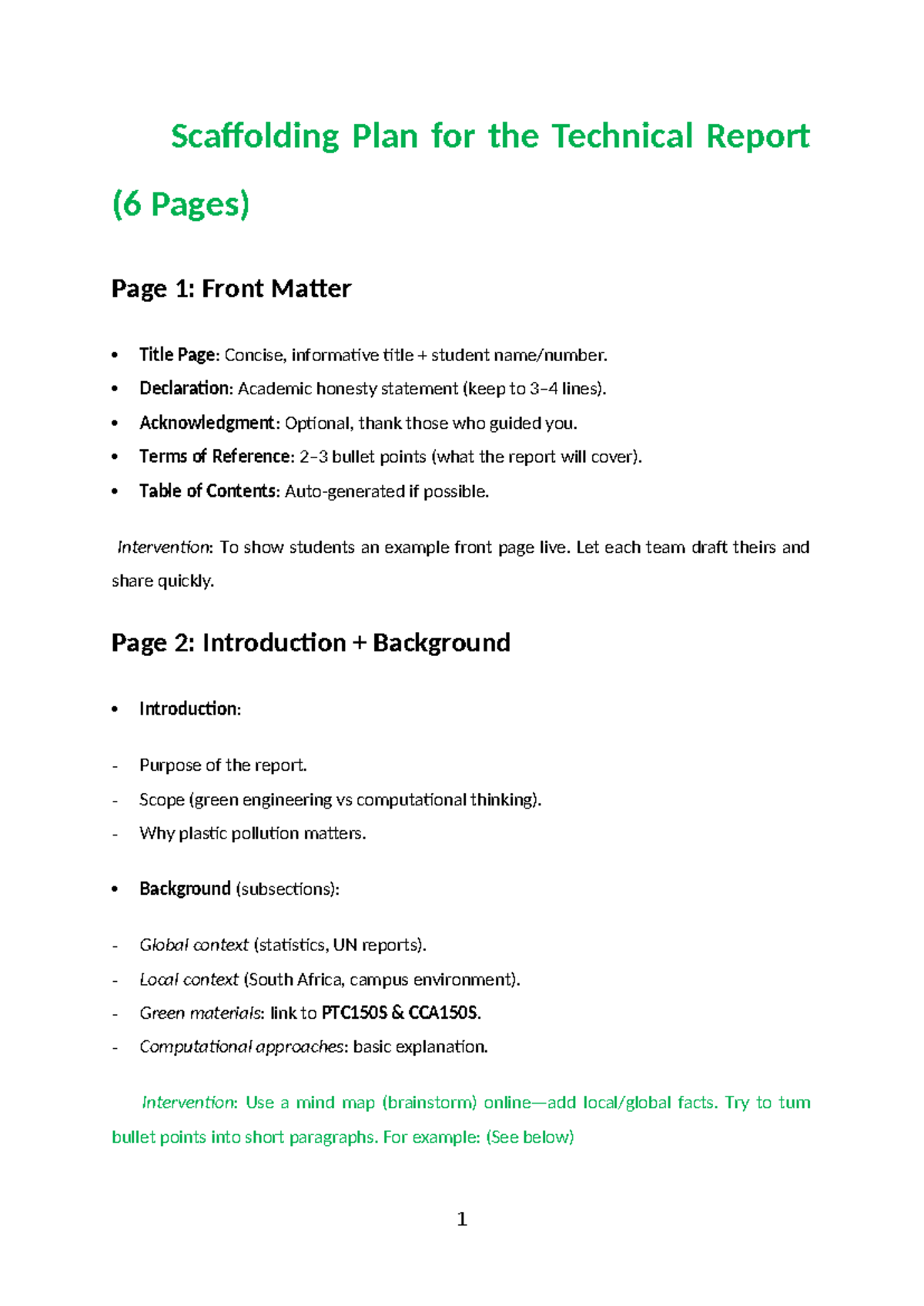 Technical Report Scaffolding Plan for PTC150S & CCA150S - Studocu