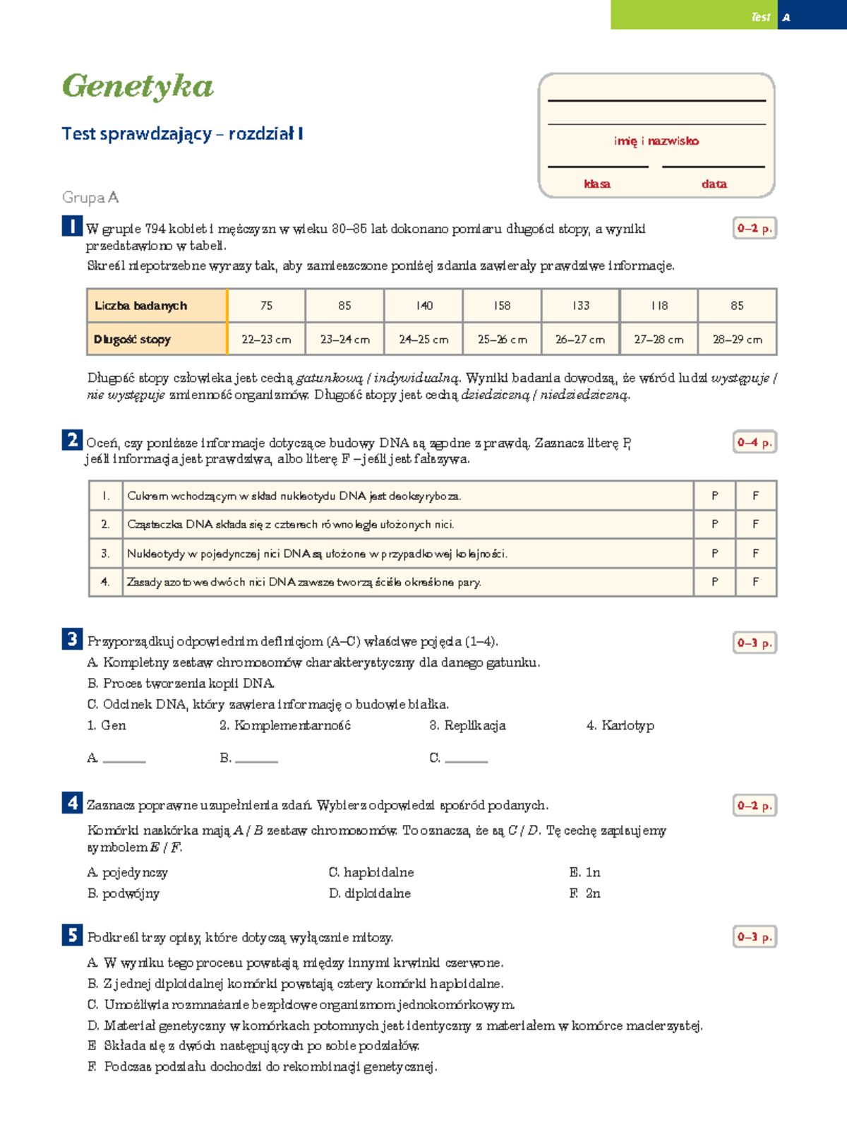 Genetyka Sprawdzian - Klasa 8: Zrozumienie Fundamentalnych Koncepcji