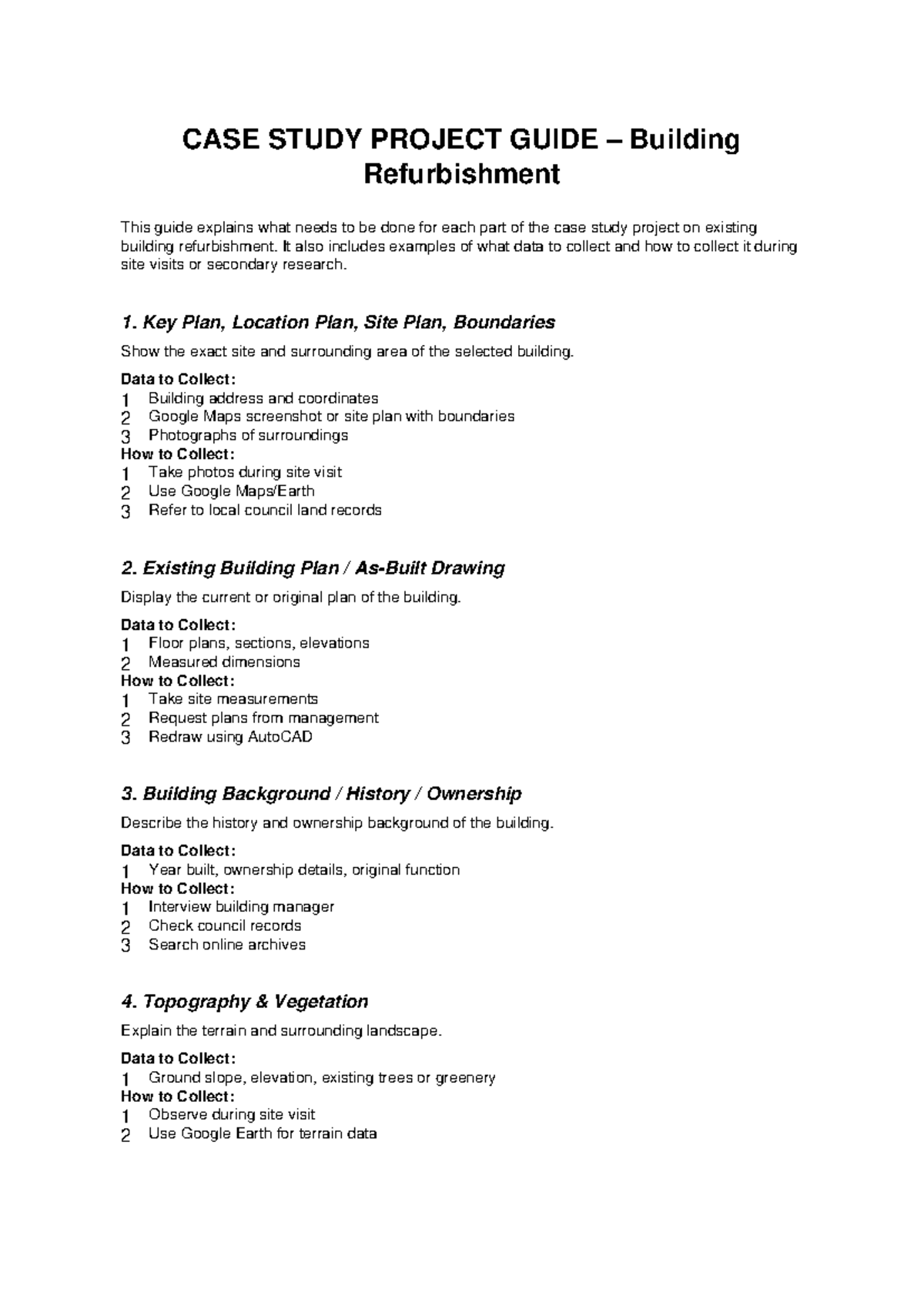 CASE STUDY PROJECT GUIDE: Building Refurbishment Analysis - Studocu