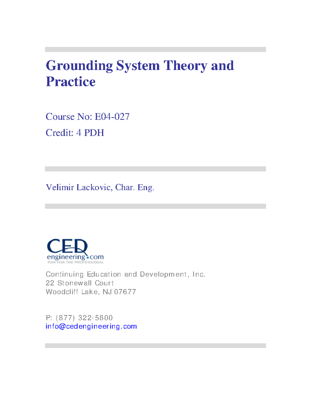 Grounding System Theory and Practice - Course E04 (R1) - Studocu
