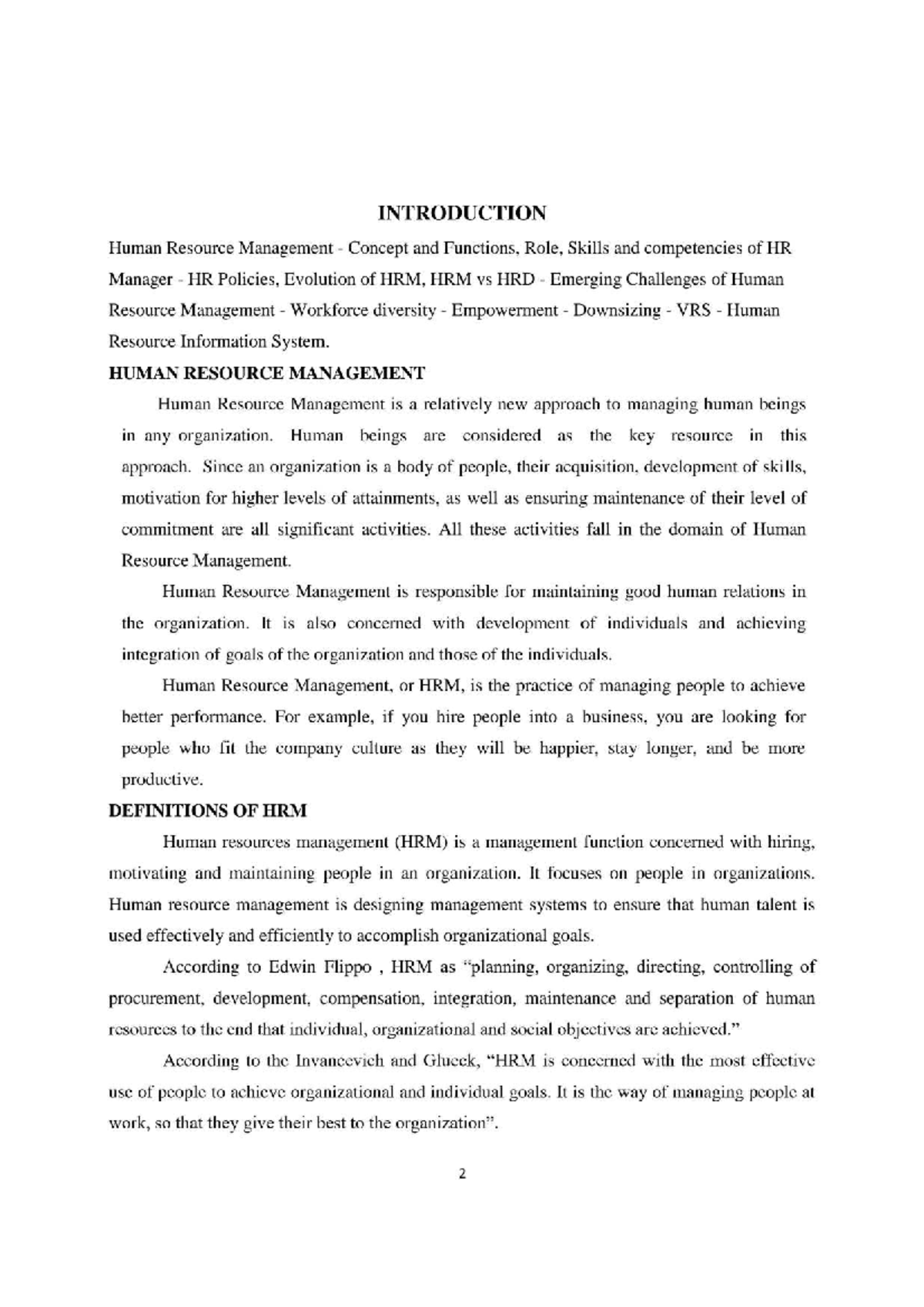 Human Resource Management (HRM) Concepts and Functions Overview - Studocu