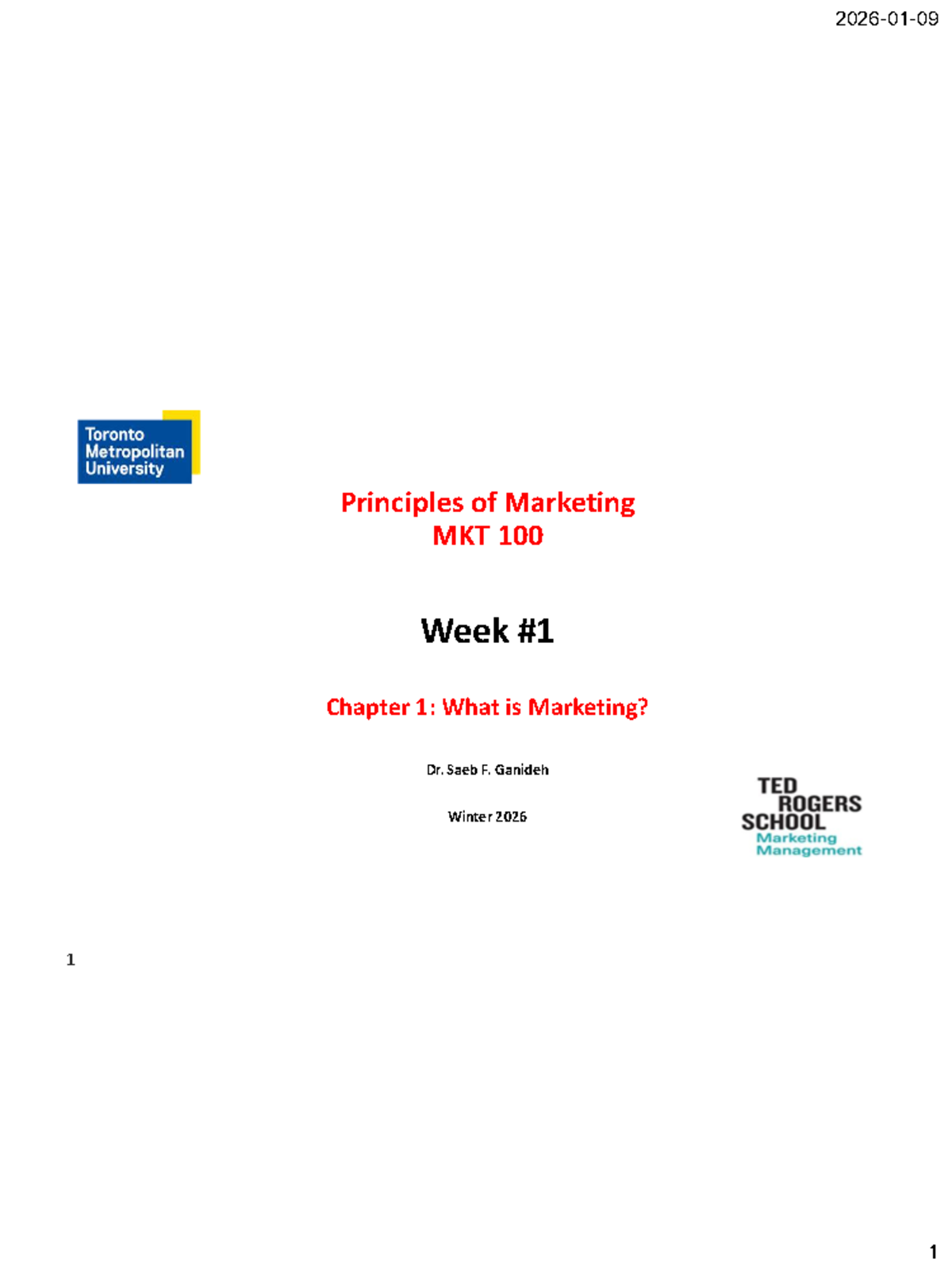 MKT 100 Week 1 Chapter 1: Understanding Marketing Principles - Studocu