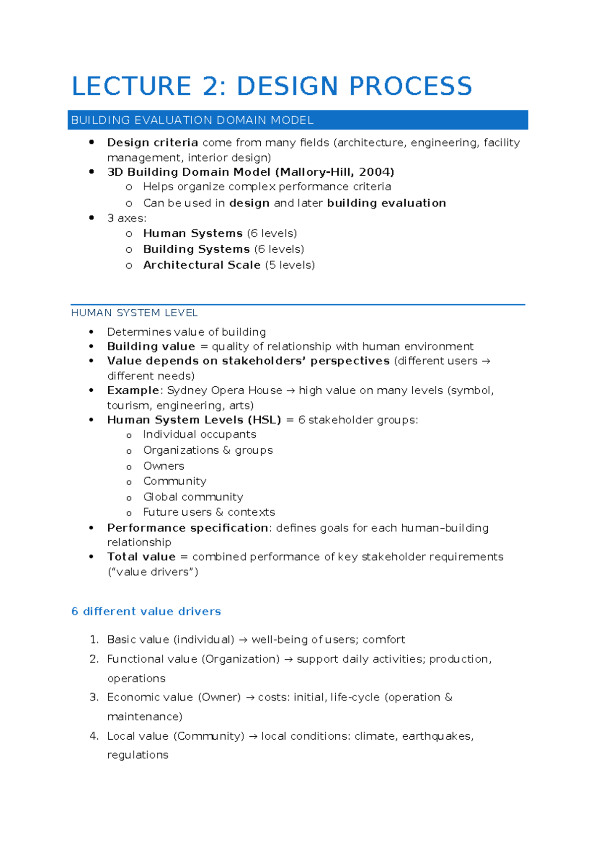 LECTURE 2: DESIGN PROCESS & BUILDING EVALUATION MODEL - Studocu
