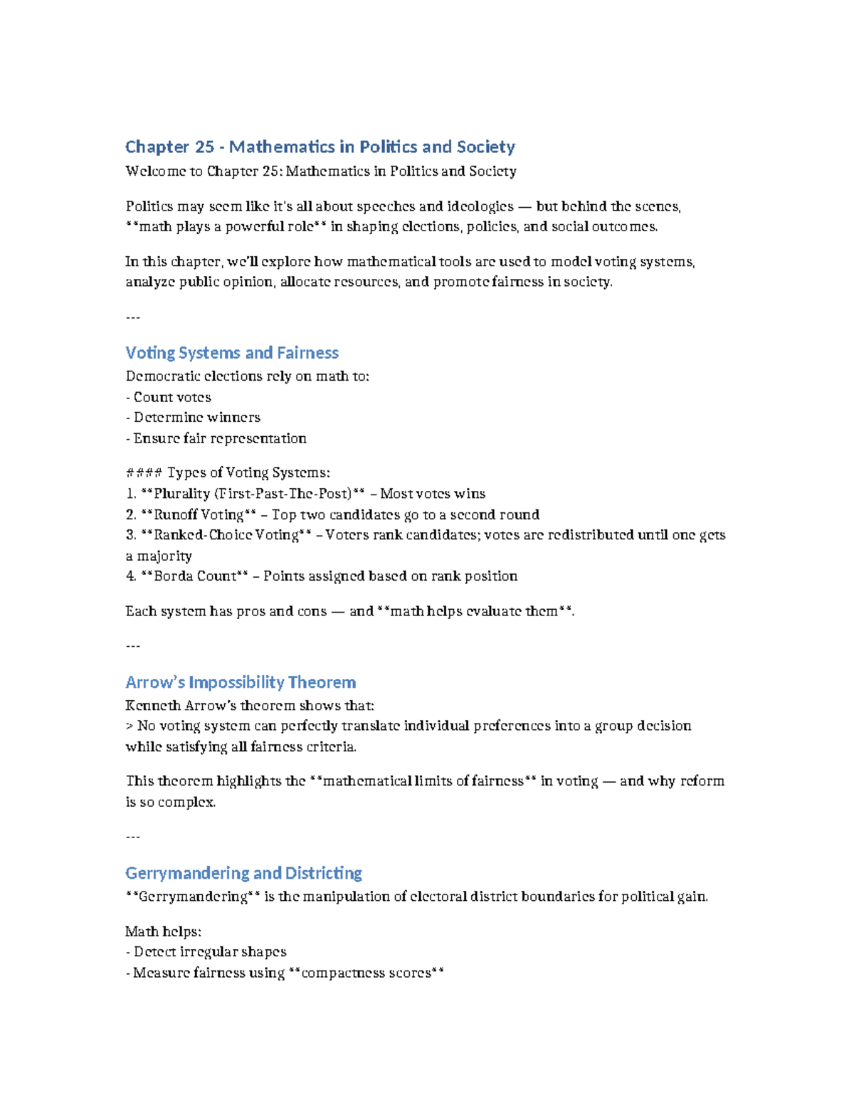 Chapter 25 - Math in Politics & Society: Tools for Fairness ...