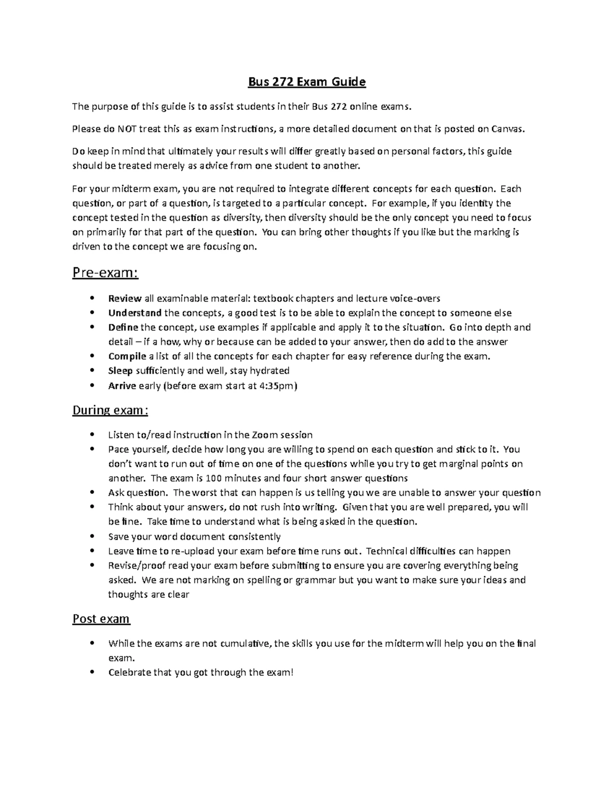 BUS 272 Notes - Learning objectives CHAPTER 1 1. Define organizational ...