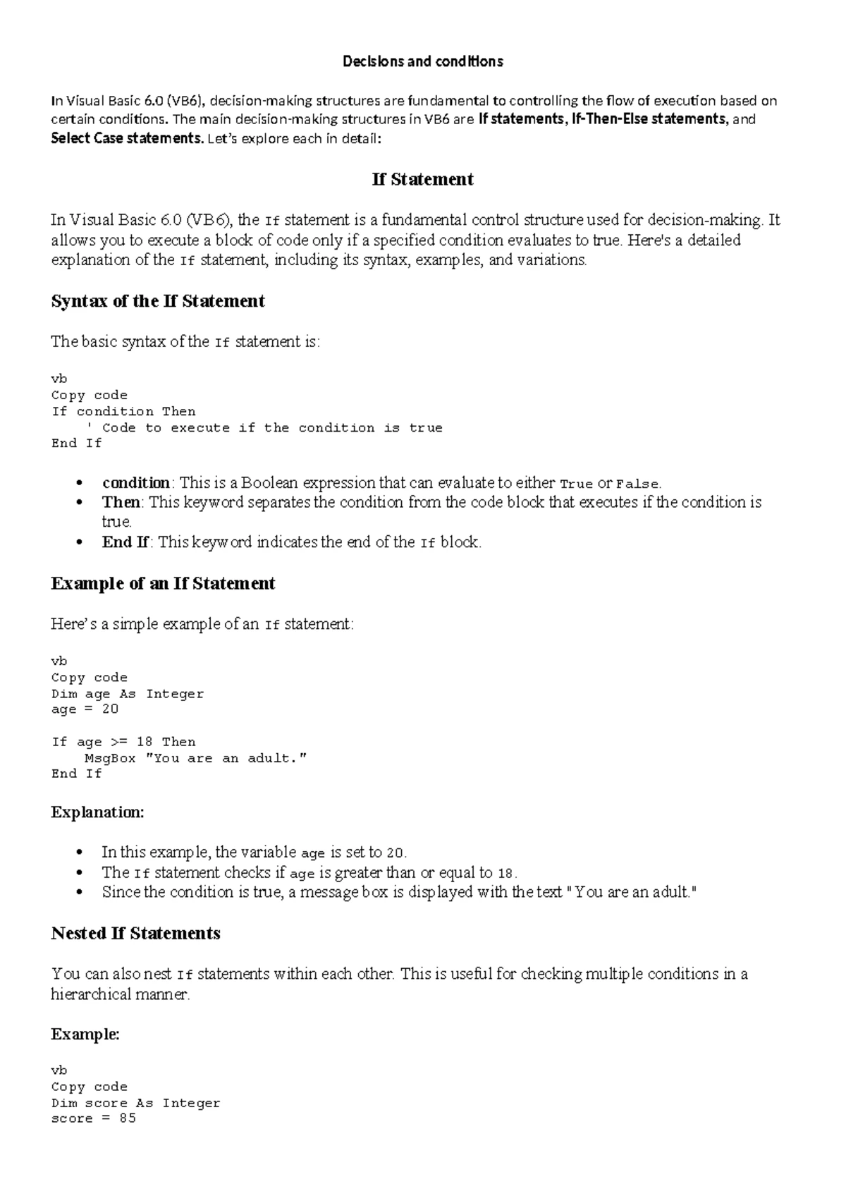 Unit 2 VB Variables and Data Types Notes - BCA 5th Sem - Studocu