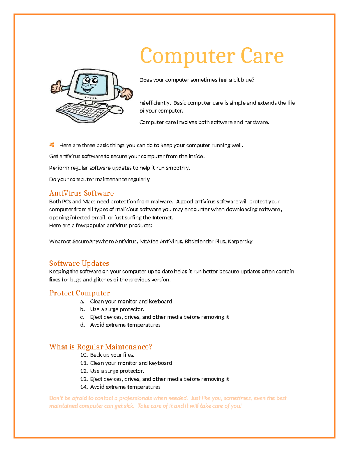 Computer Care Basics: Essential Tips for Project 7 (BT2) - Studocu