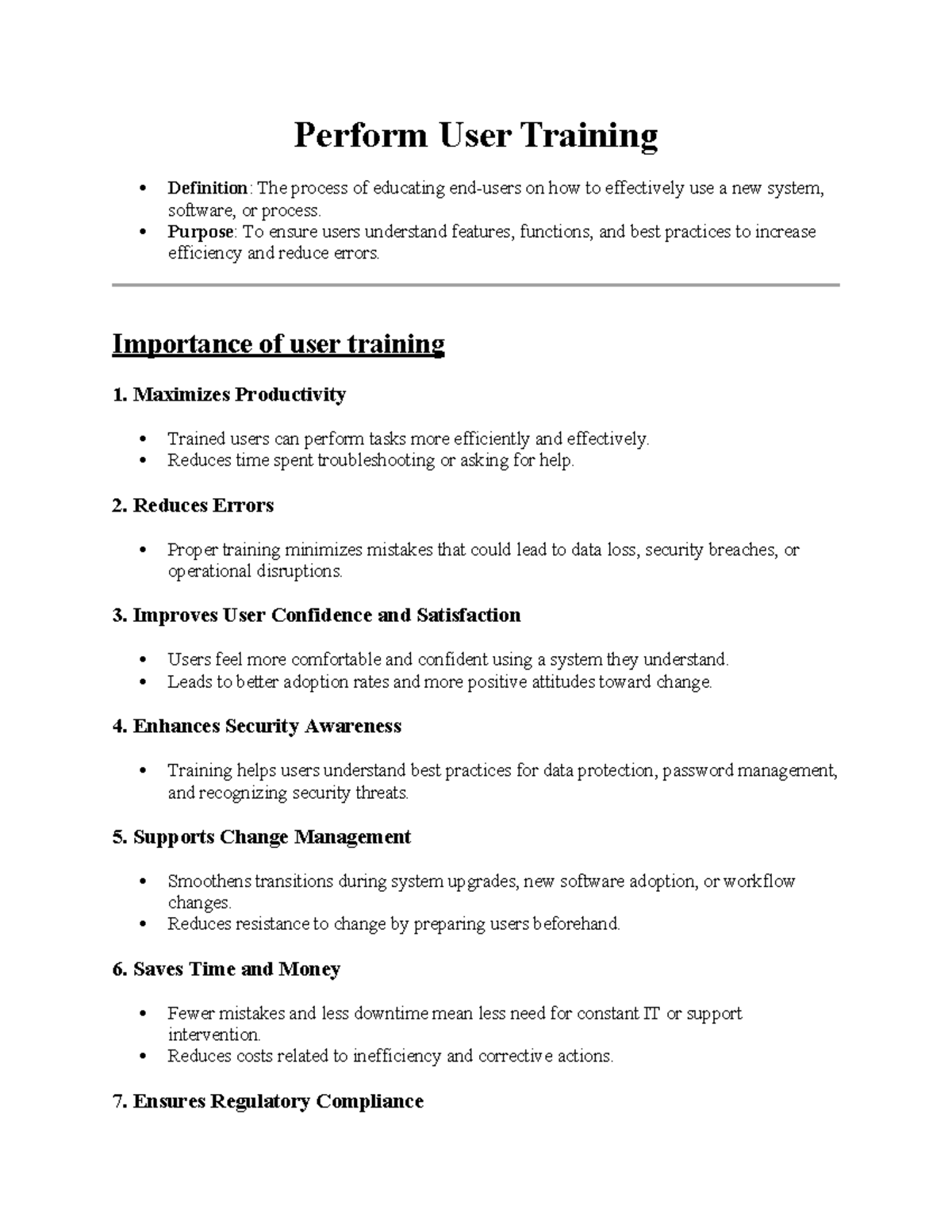 User Training Guide: Best Practices for Effective System Adoption - Studocu