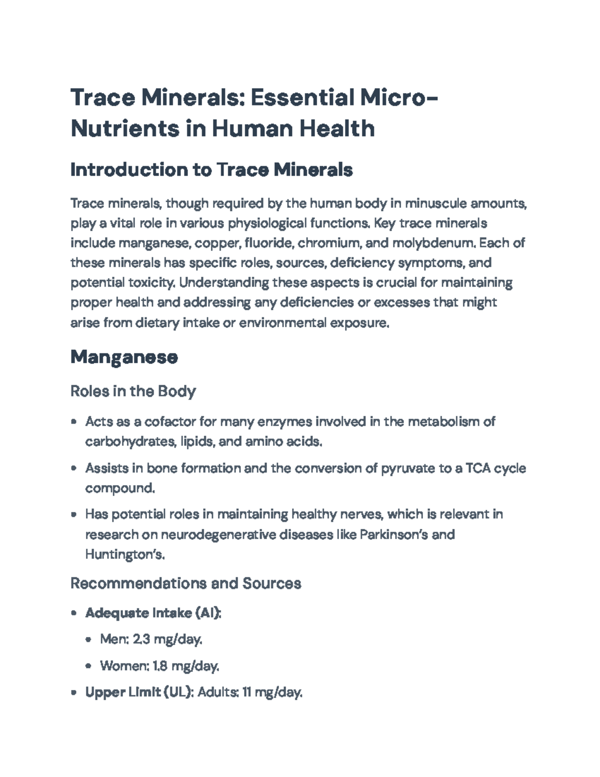Trace Minerals: Essential Micro-Nutrients for Human Health Analysis ...