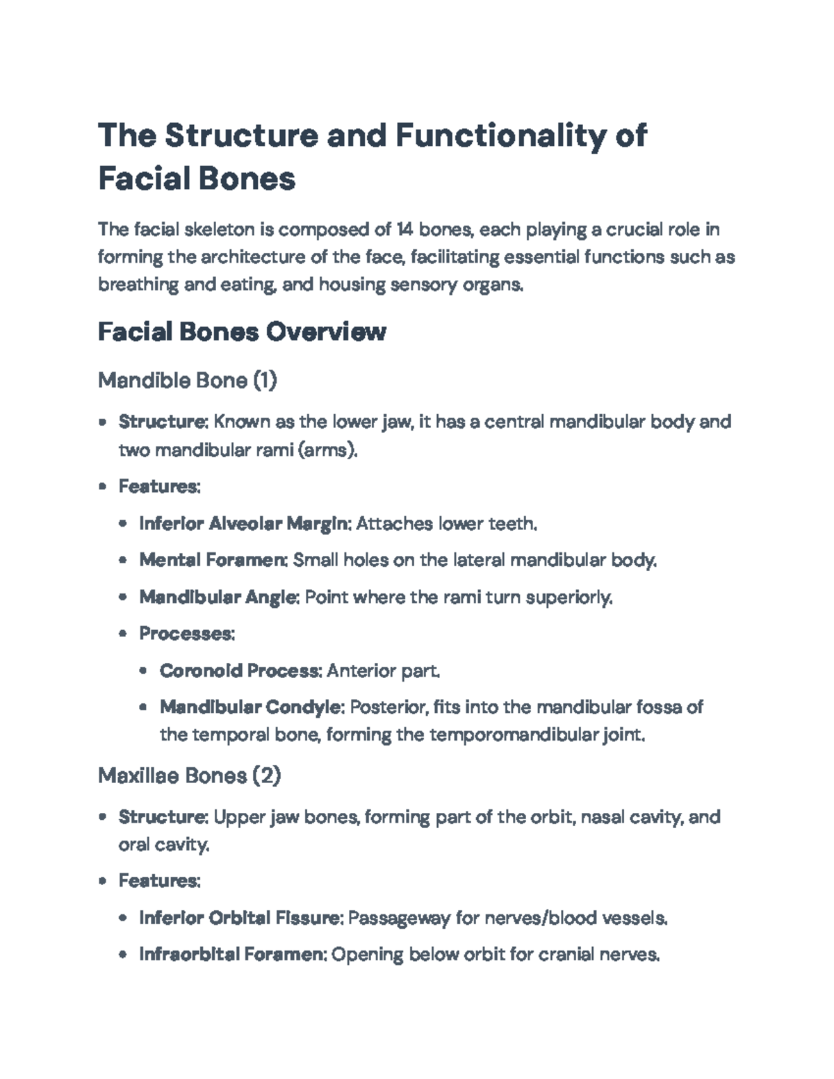 Structure and Functionality of Facial Bones: Comprehensive Overview ...