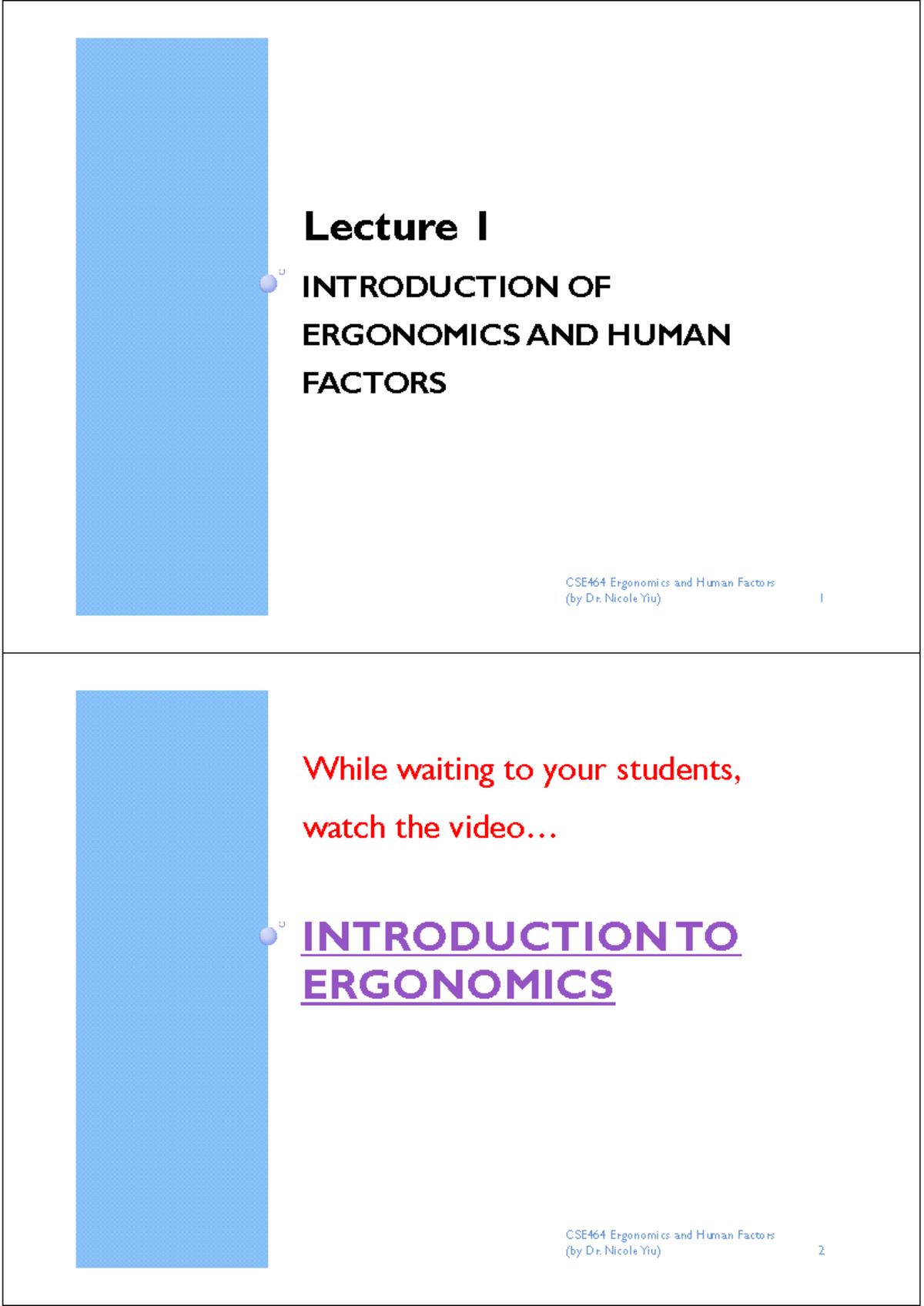 CSE464 Lecture 1: Introduction to Ergonomics and Human Factors - Studocu