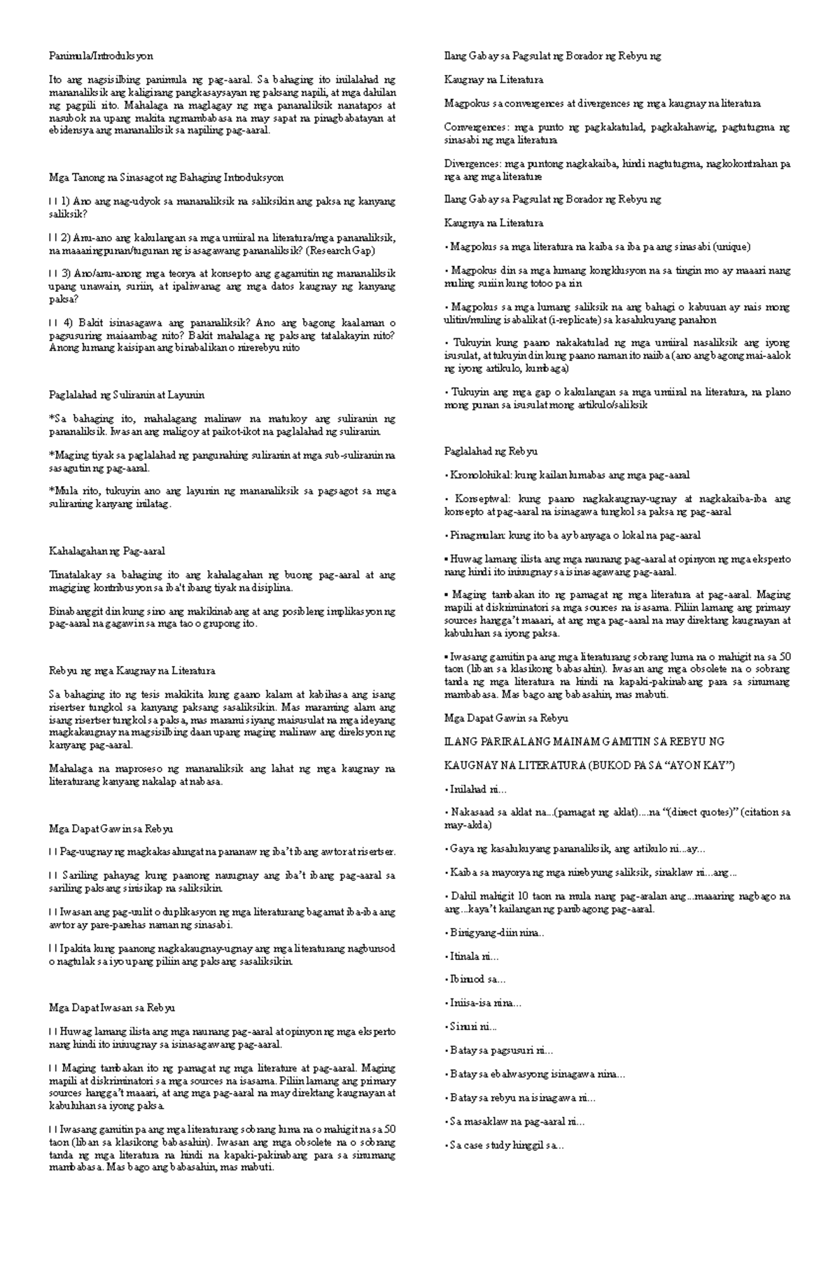 Fildis 1&2 - reviewer - Panimula/Introduksyon Ito ang nagsisilbing ...