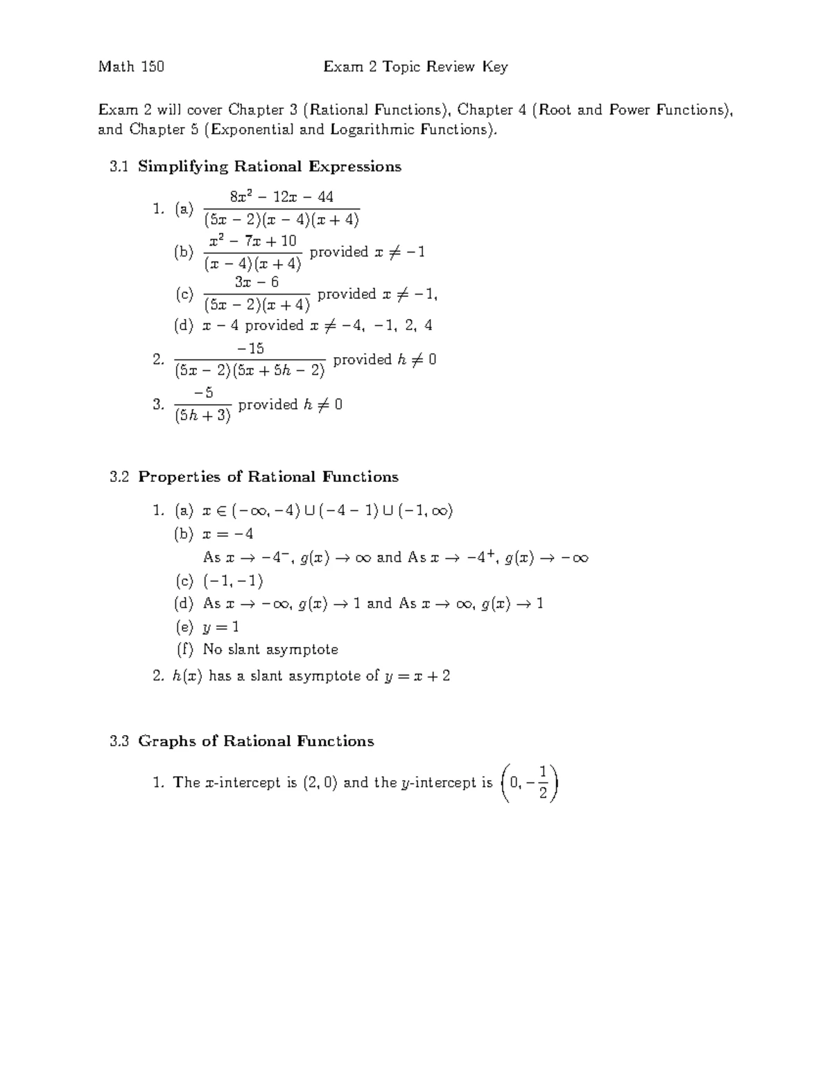 Math 150 Final Exam Review: Key Concepts from Units 1-6 - Math 150 Exam ...