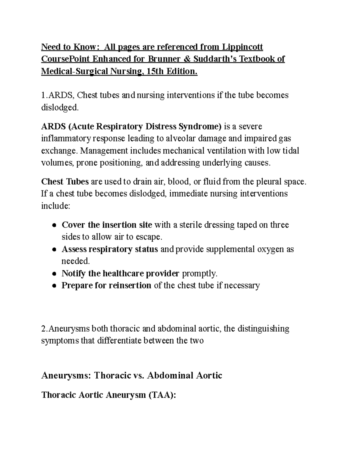 Study Guide for Nursing Exam 1: Key Concepts and Interventions - Studocu