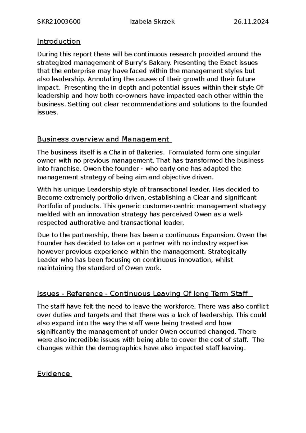 Introduction - Unit 6- Business Management unit 6 - report ...