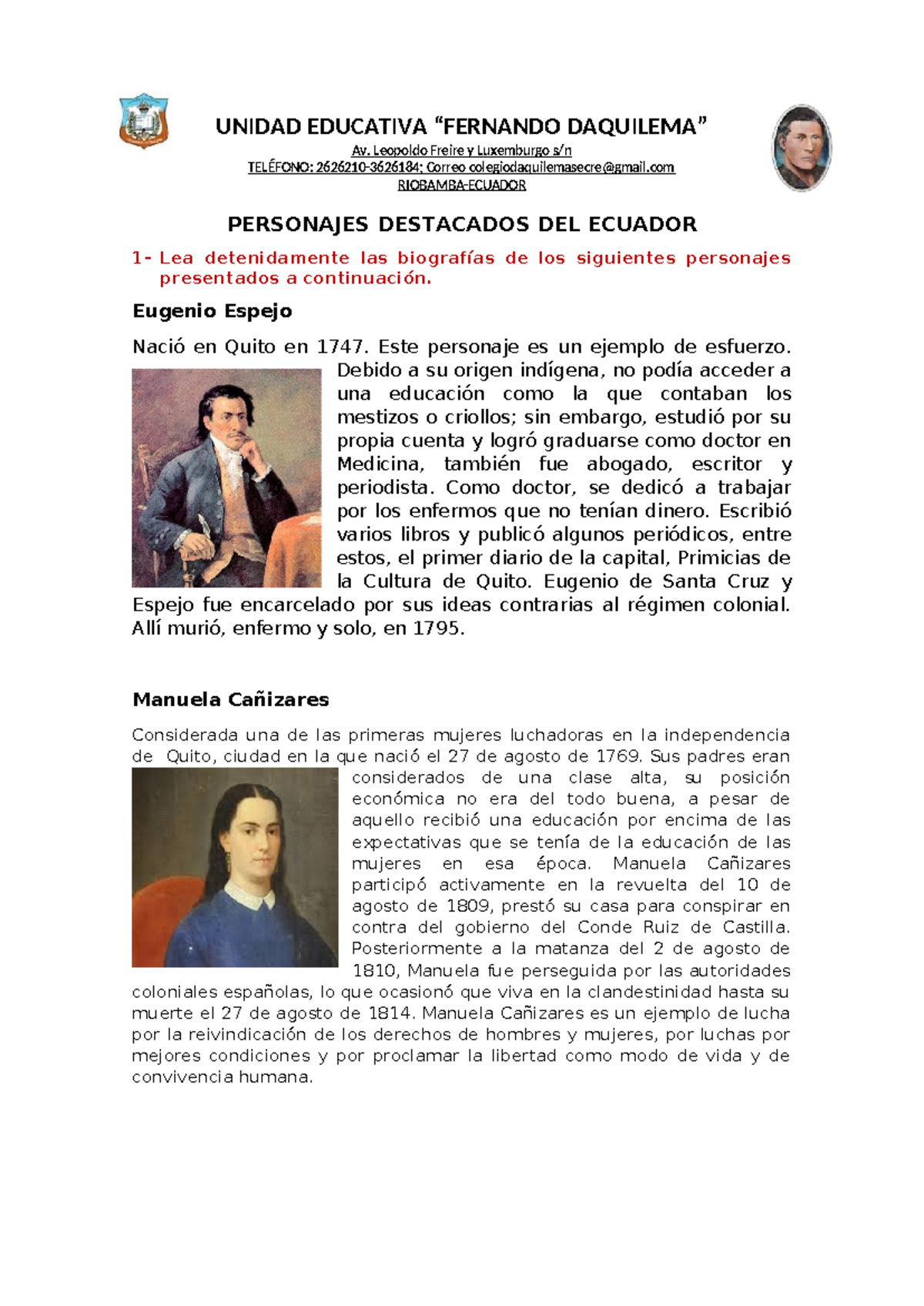 Personajes Destacados del Ecuador Biografías y Legado Cultural Studocu