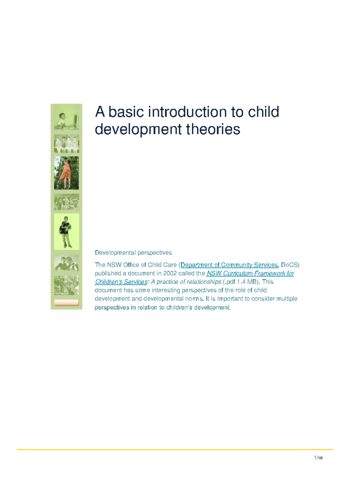EDU10003 Child Development Theories Overview and Key Concepts - Studocu