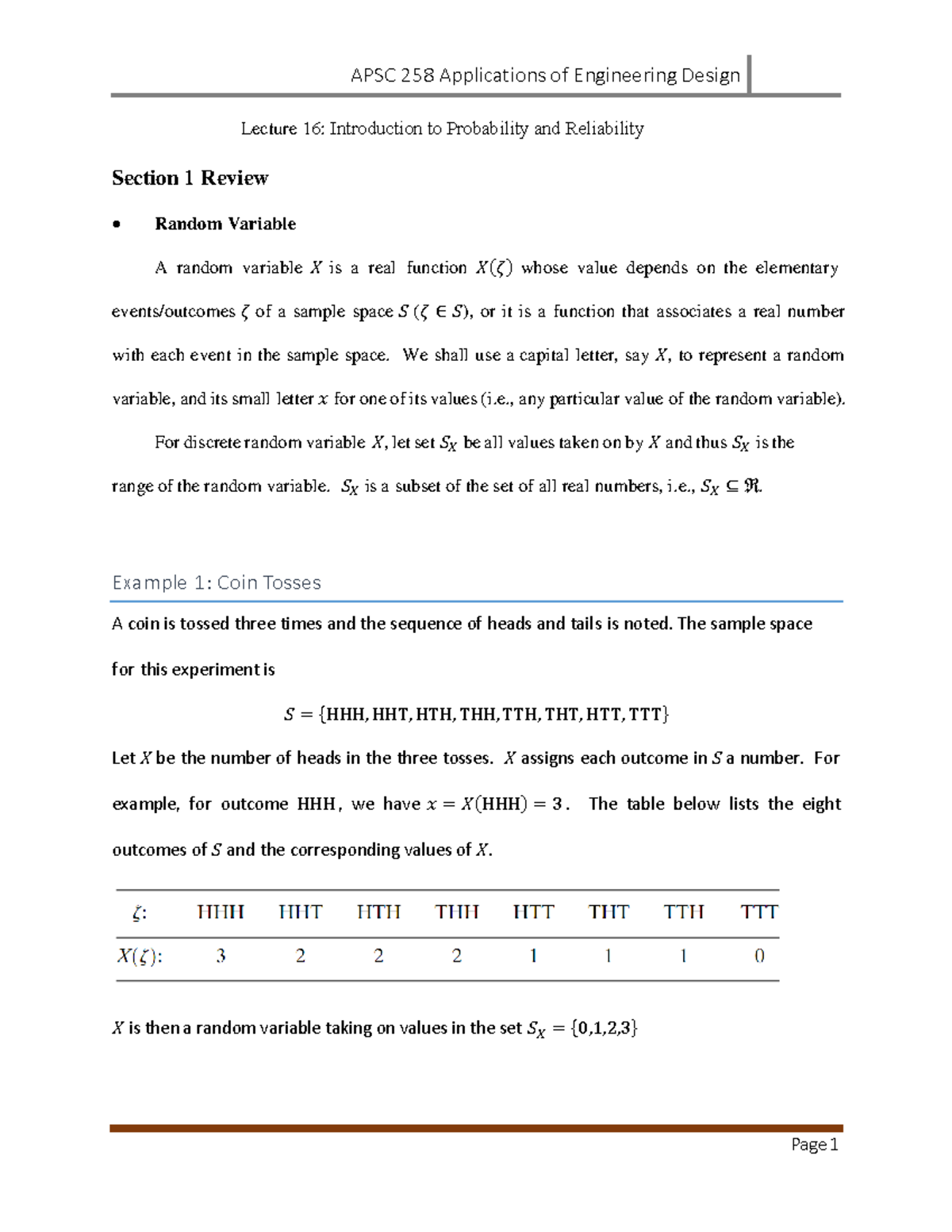APSC 258 Engineering Design Lecture 16: Probability & Reliability ...