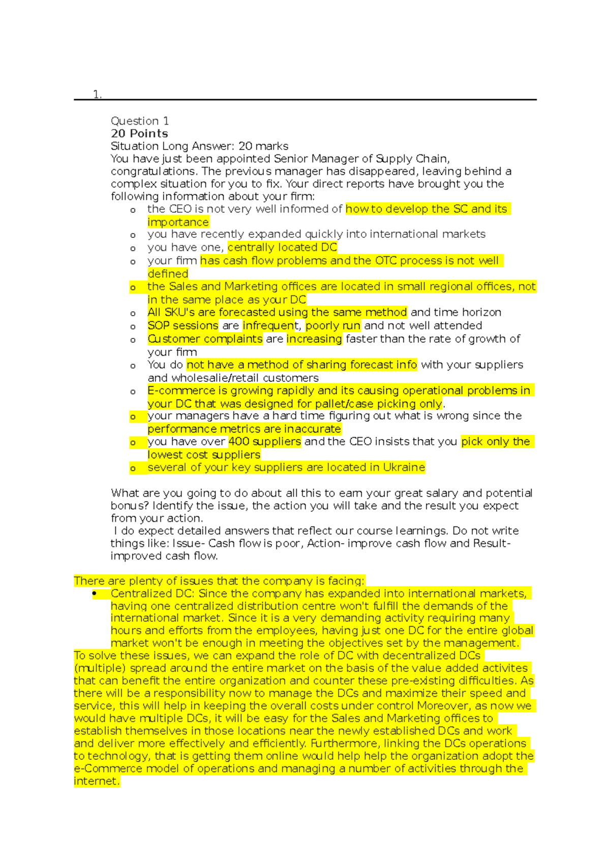 SCM 101 Midterm Exam: Practice Notes & Key Points for Success - Studocu