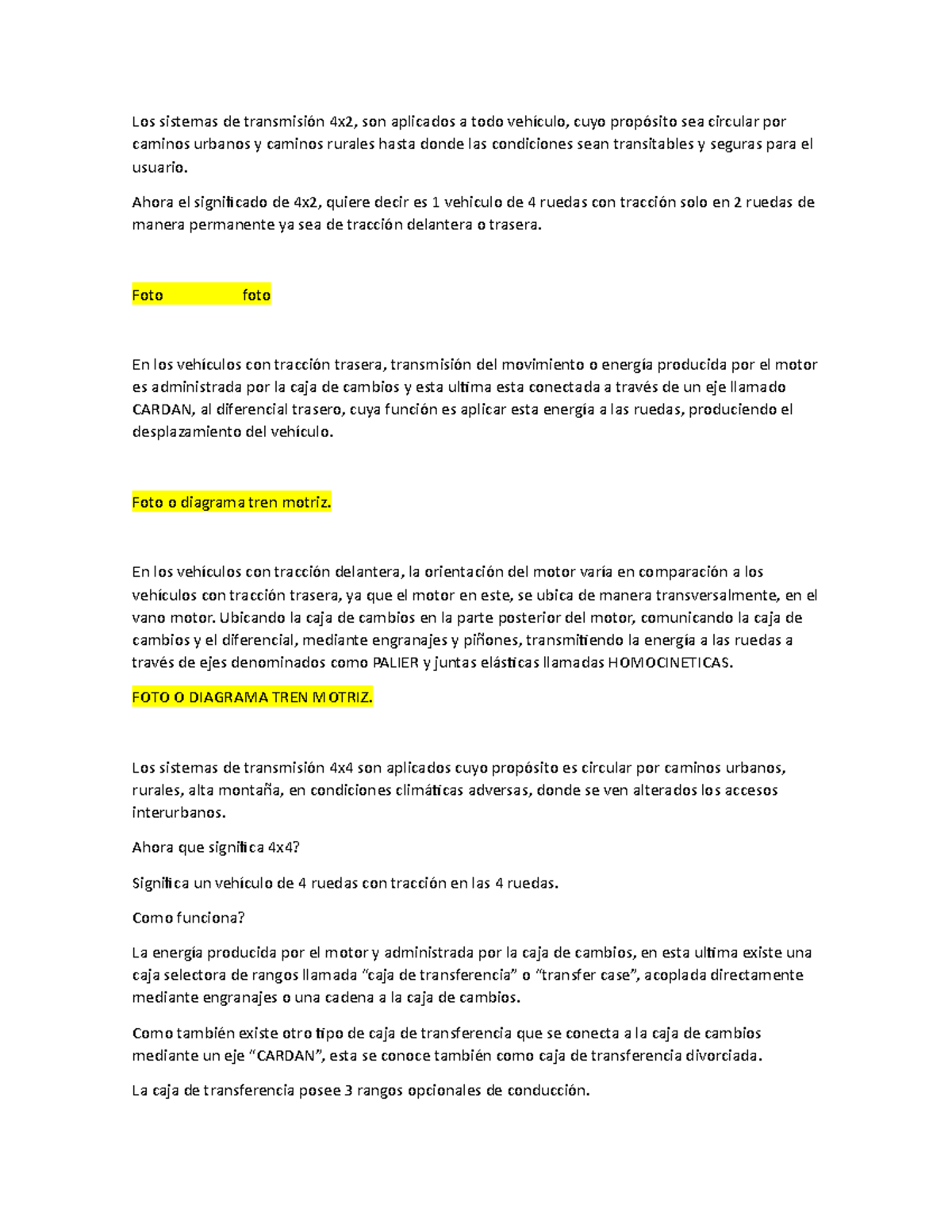 Transmisión 4x4 y 4x2: Guía Completa y Mantenimiento de Sistemas - Studocu