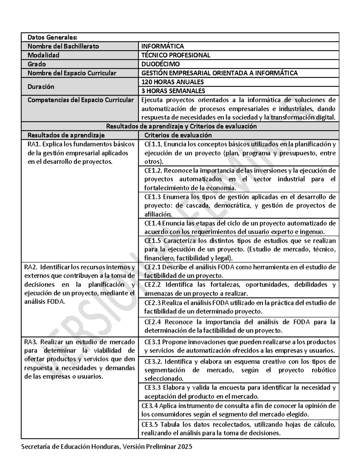 12mo - Gestión Empresarial Orientada a Informática: Datos Generales y - Document Preview