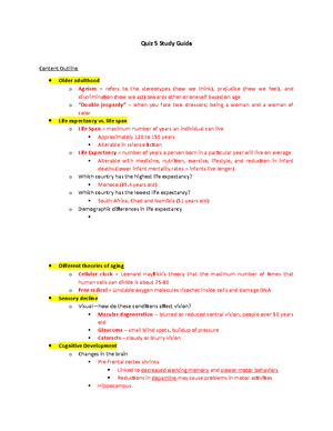 Quiz 1 Study Guide - Quiz 1 Study Guide General Study Tips To optimize ...